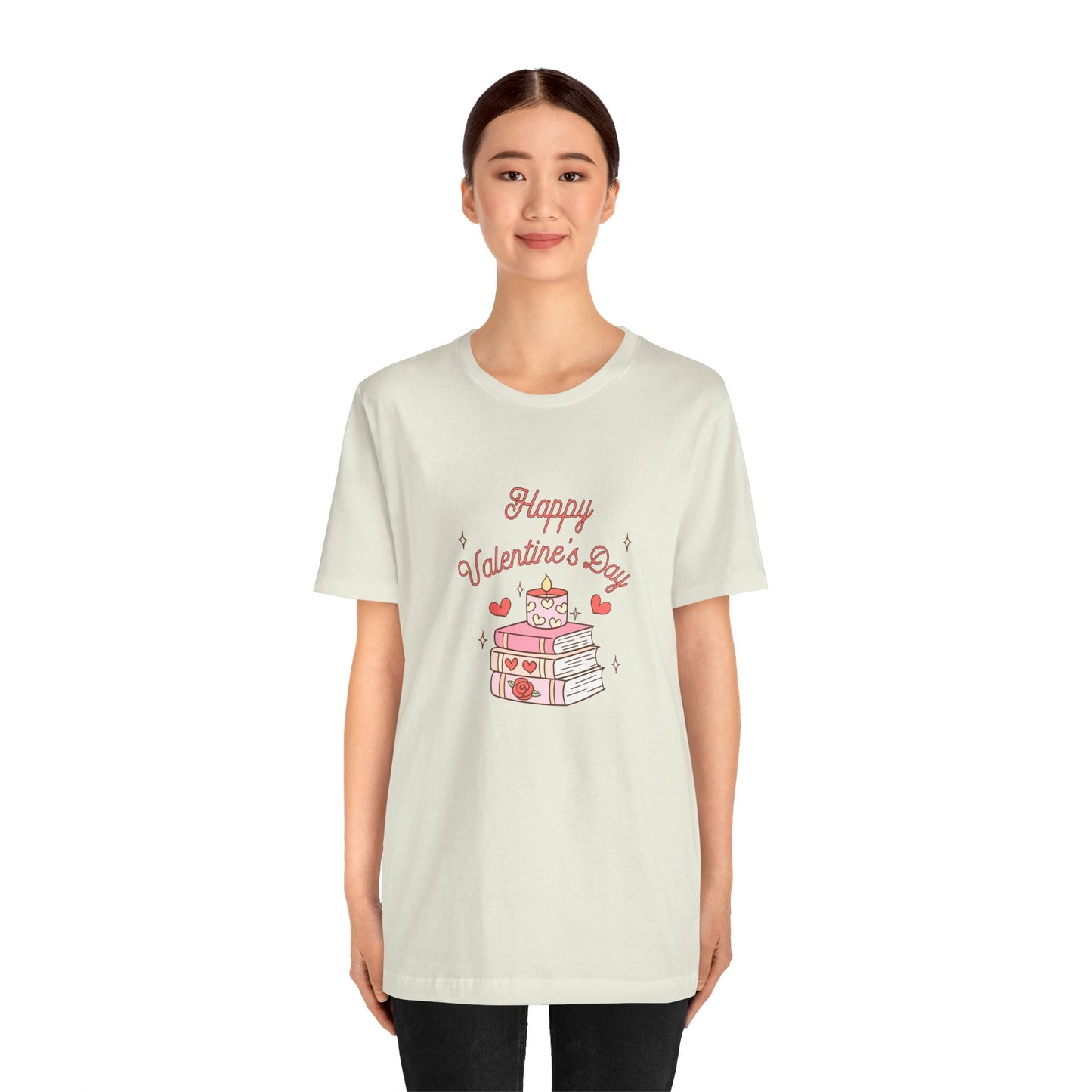Books, Happy Valentine's Day - Unisex Jersey Short Sleeve Tee - 11572