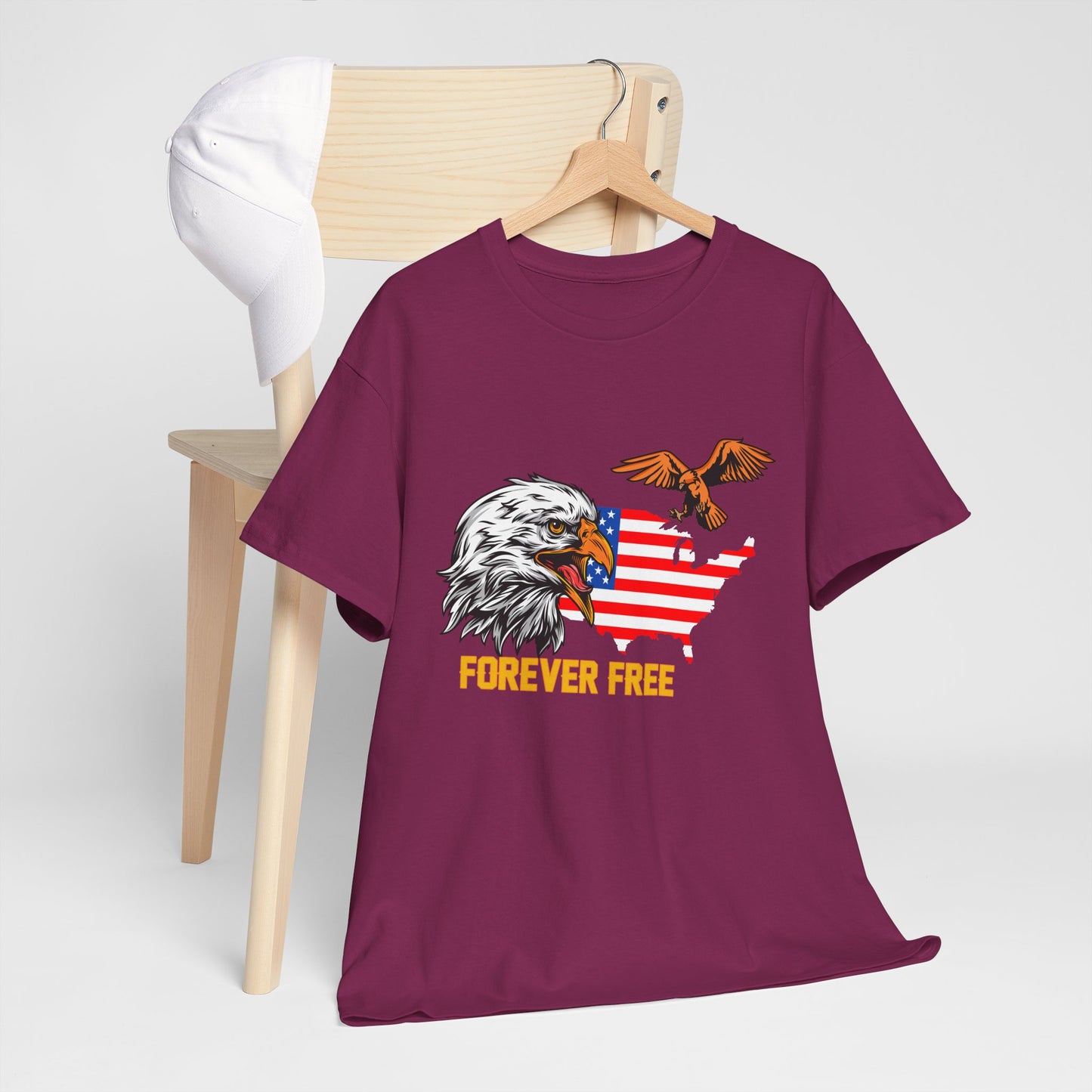 Unisex Heavy Cotton Tee with "Forever Free" Design - Perfect for Patriotic Events, July 4th Celebrations, Gifts, Summer Wear, Casual Outfits - 13692