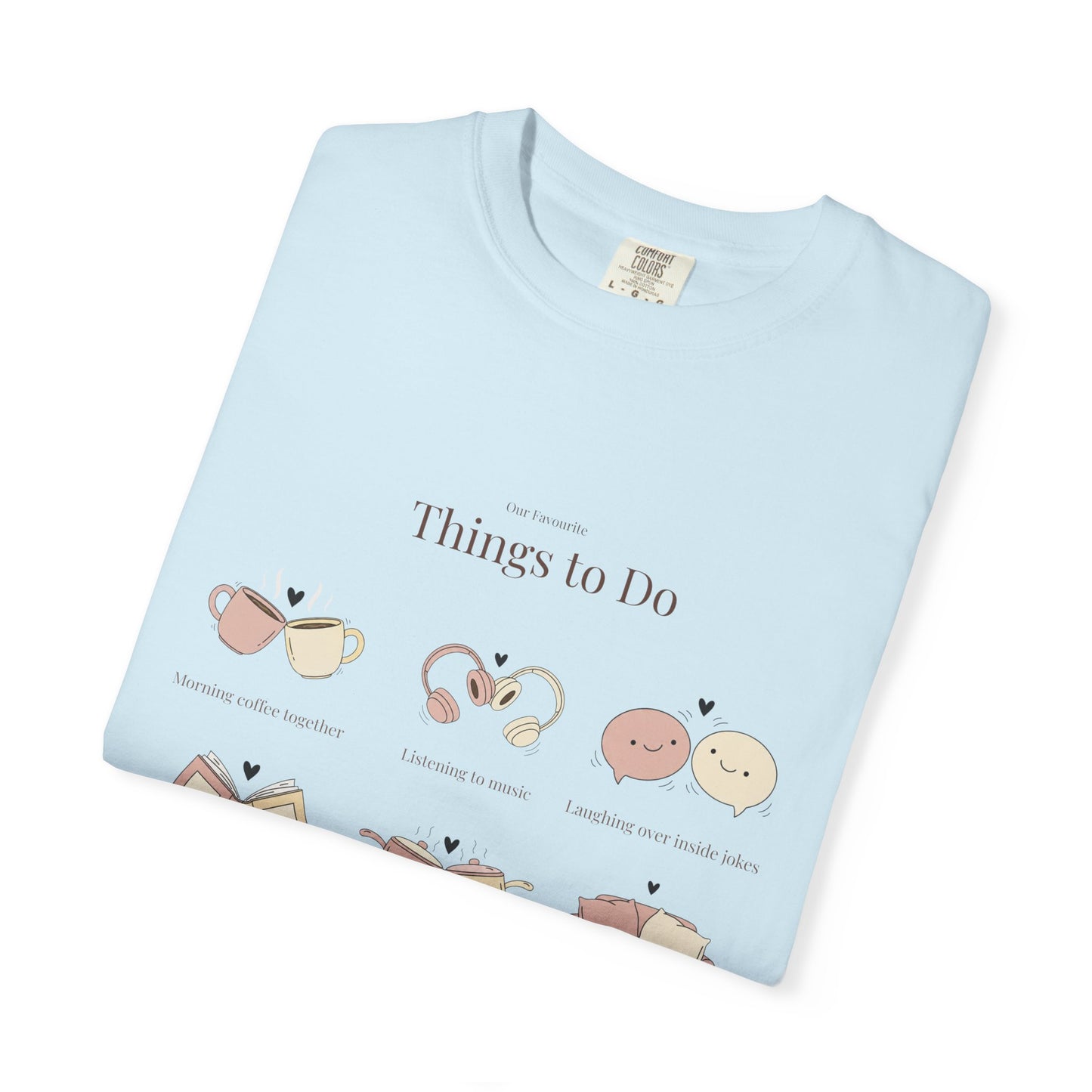 Our Favourite Things to Do Together – Personalised Valentine’s Illustration T-Shirt Gift - 14720