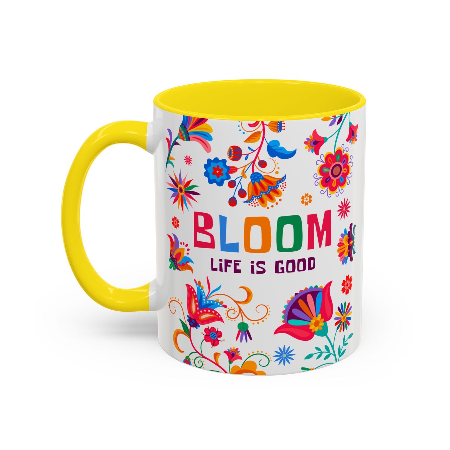 Colorful Floral Accent Coffee Mug - Bloom Life is Good - 14082