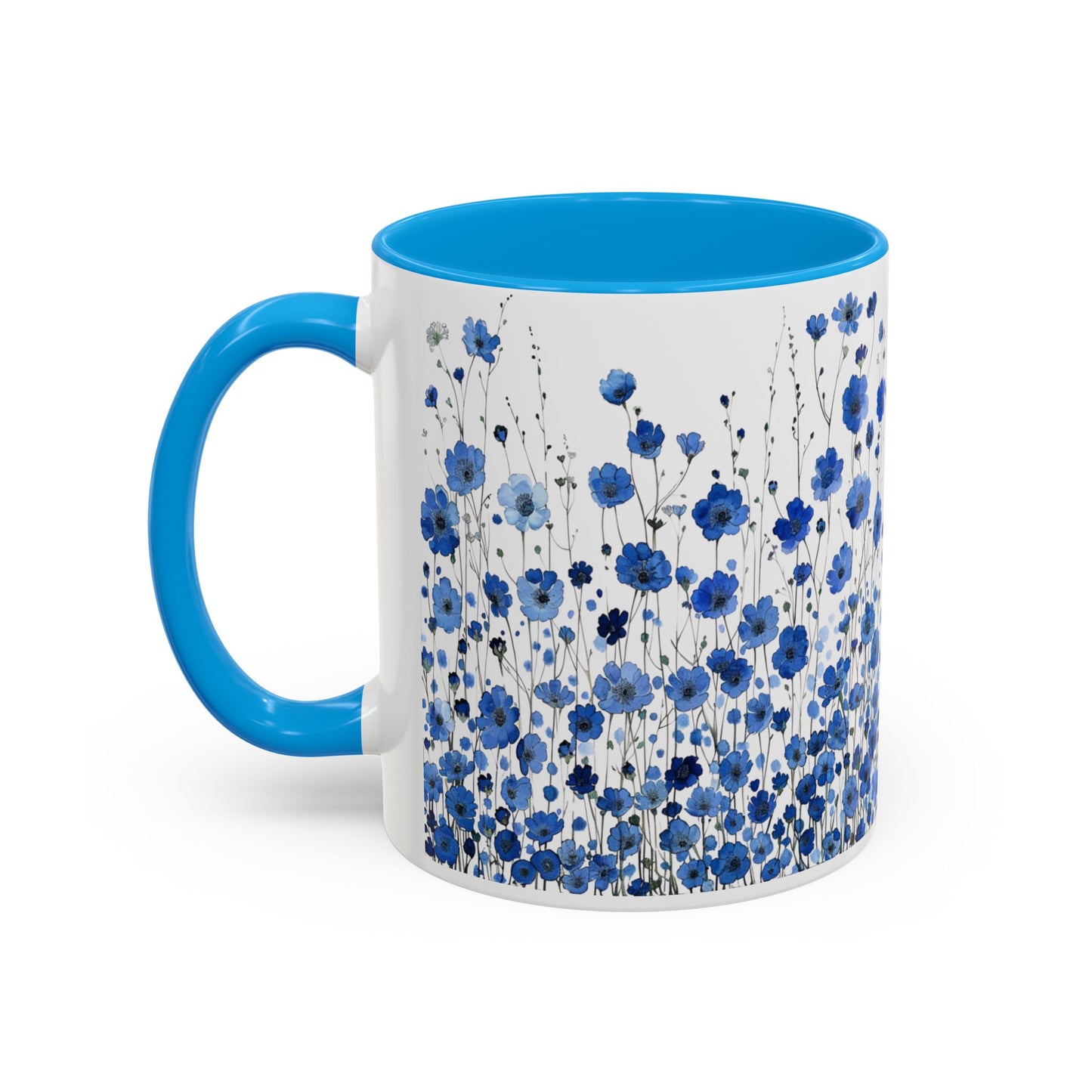 Field of Blue Flowers - Accent Coffee Mug (11, 15oz) - 10645