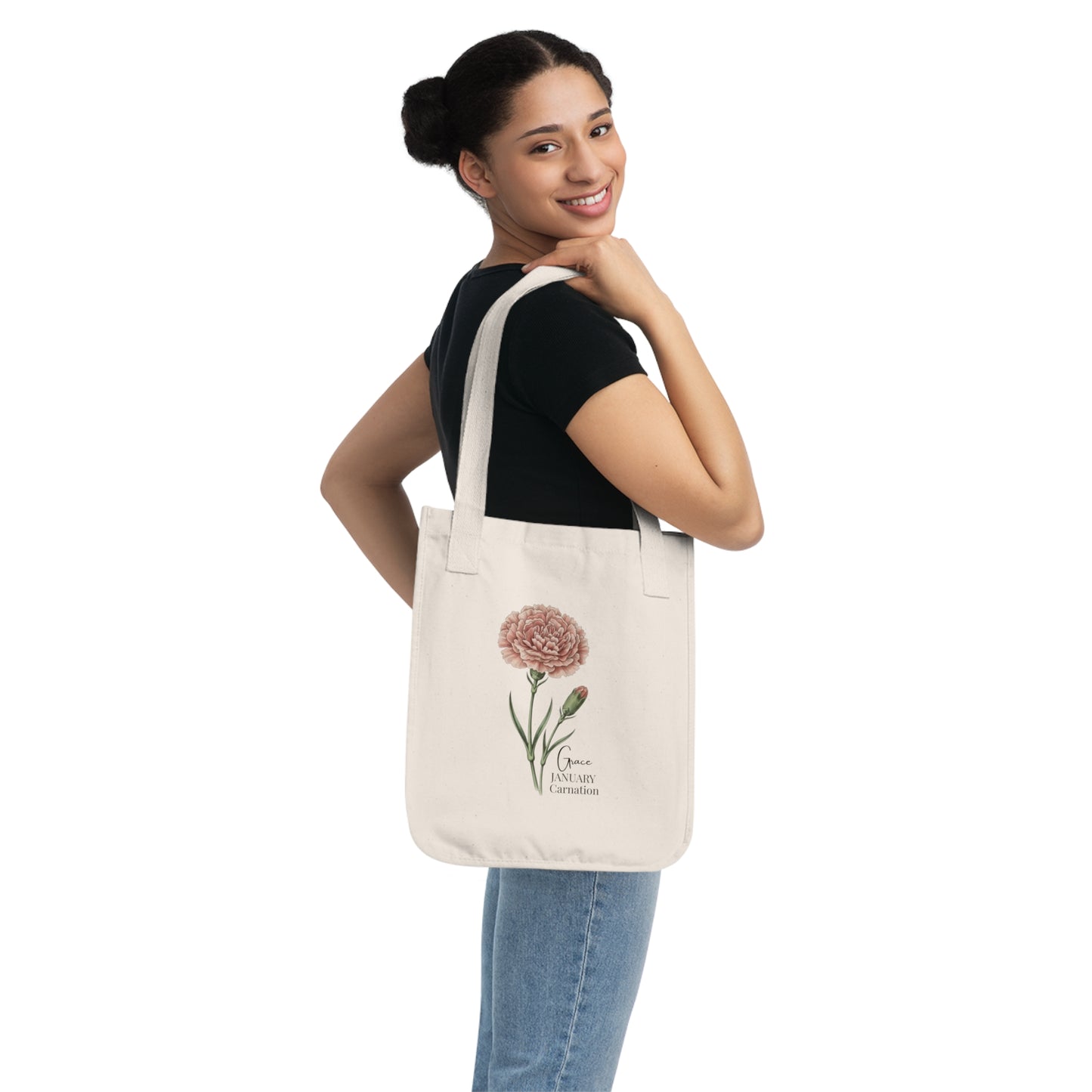 January Carnation Birth Flower Tote Bag - 14675