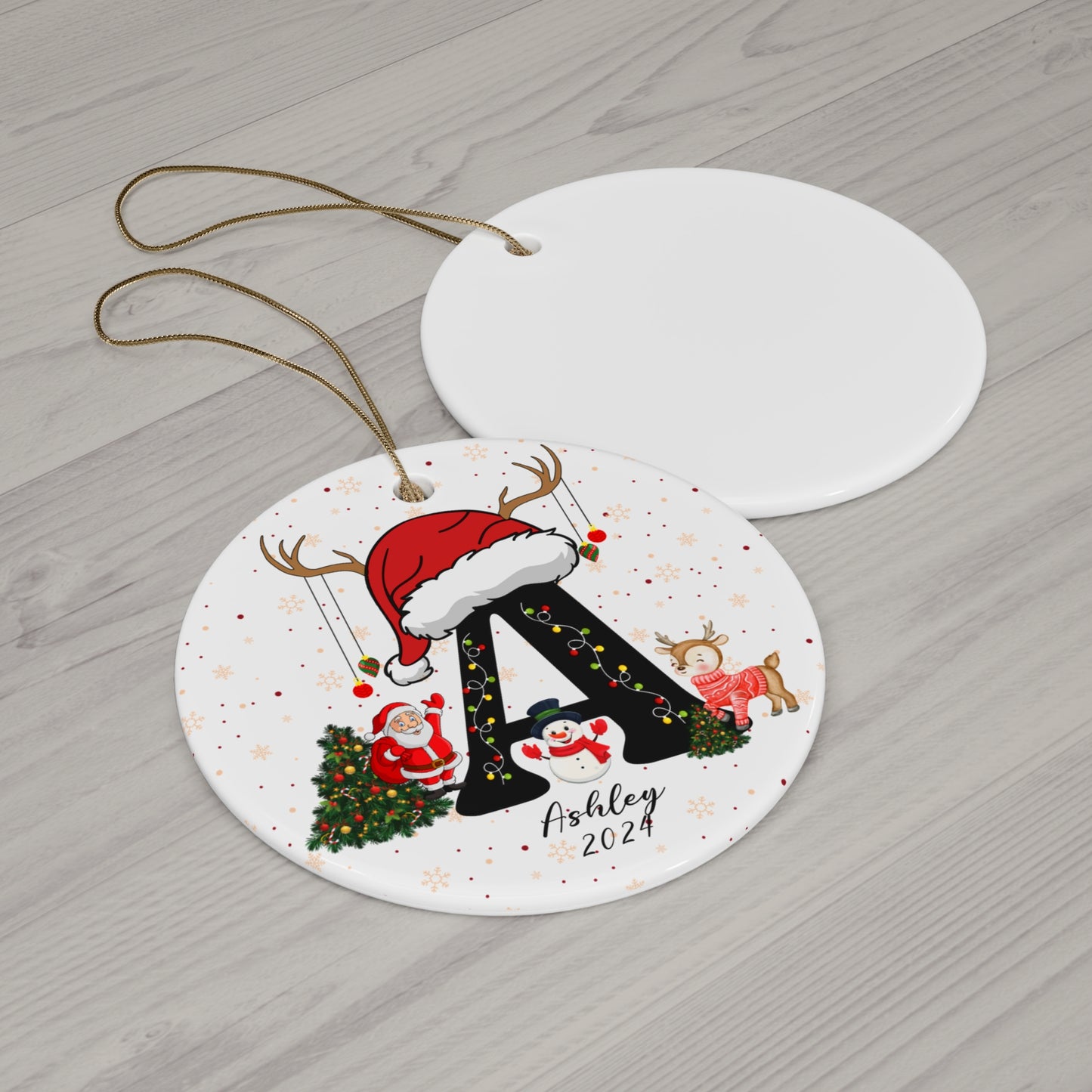 Christmas Letters With Names, Customizable - Ceramic Ornament, 4 Shapes - 10035