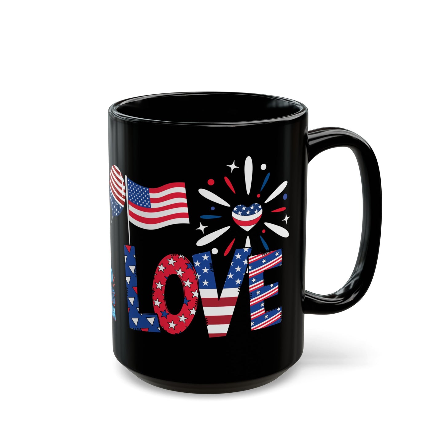 July 4, Patriotic Eagle - Black Mug (11oz, 15oz)