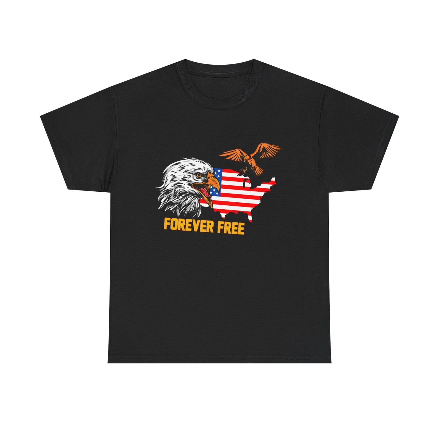 Unisex Heavy Cotton Tee with "Forever Free" Design - Perfect for Patriotic Events, July 4th Celebrations, Gifts, Summer Wear, Casual Outfits - 13692