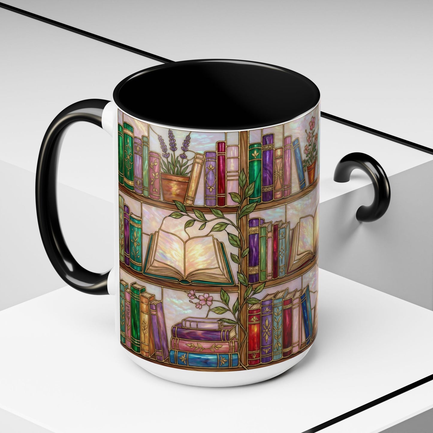 Bookish Accent Coffee Mug — Stained Glass Design (11/15 oz) - 14528
