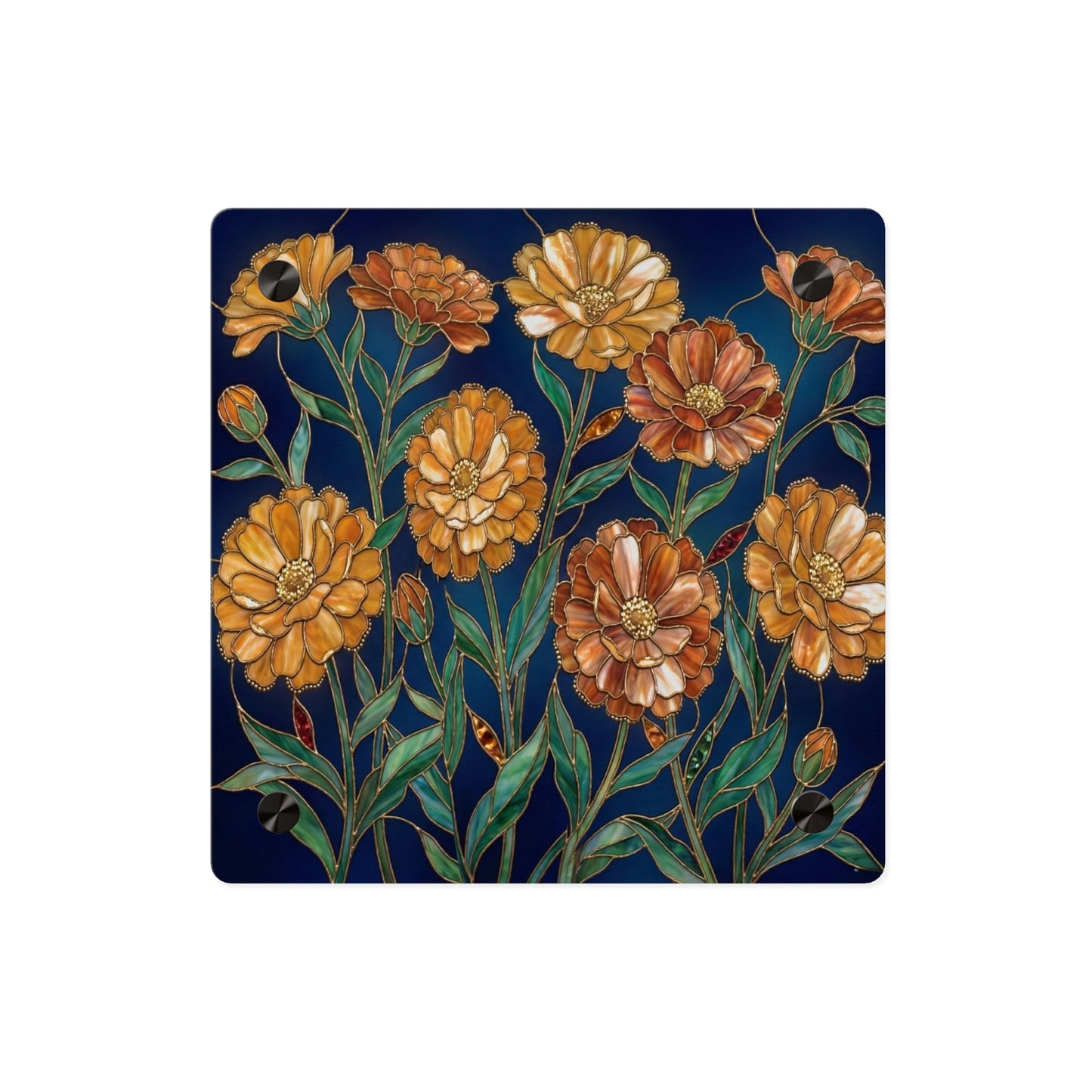 Marigold Bloom Acrylic Wall Art Panel — Botanical Floral Home Decor - 14608
