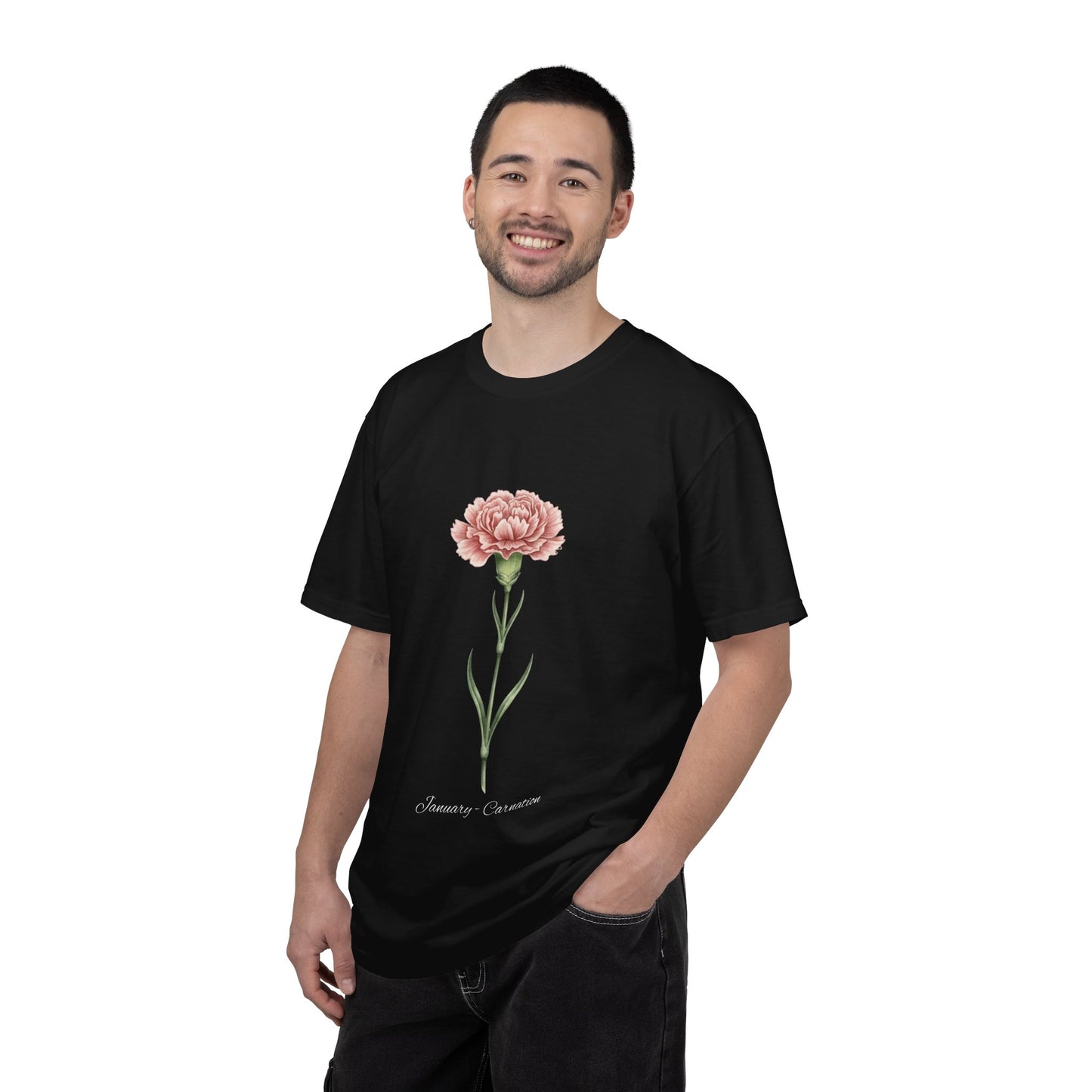 January Birth Flower Carnation T-Shirt – Heavyweight Garment-Dyed Tee - 14686