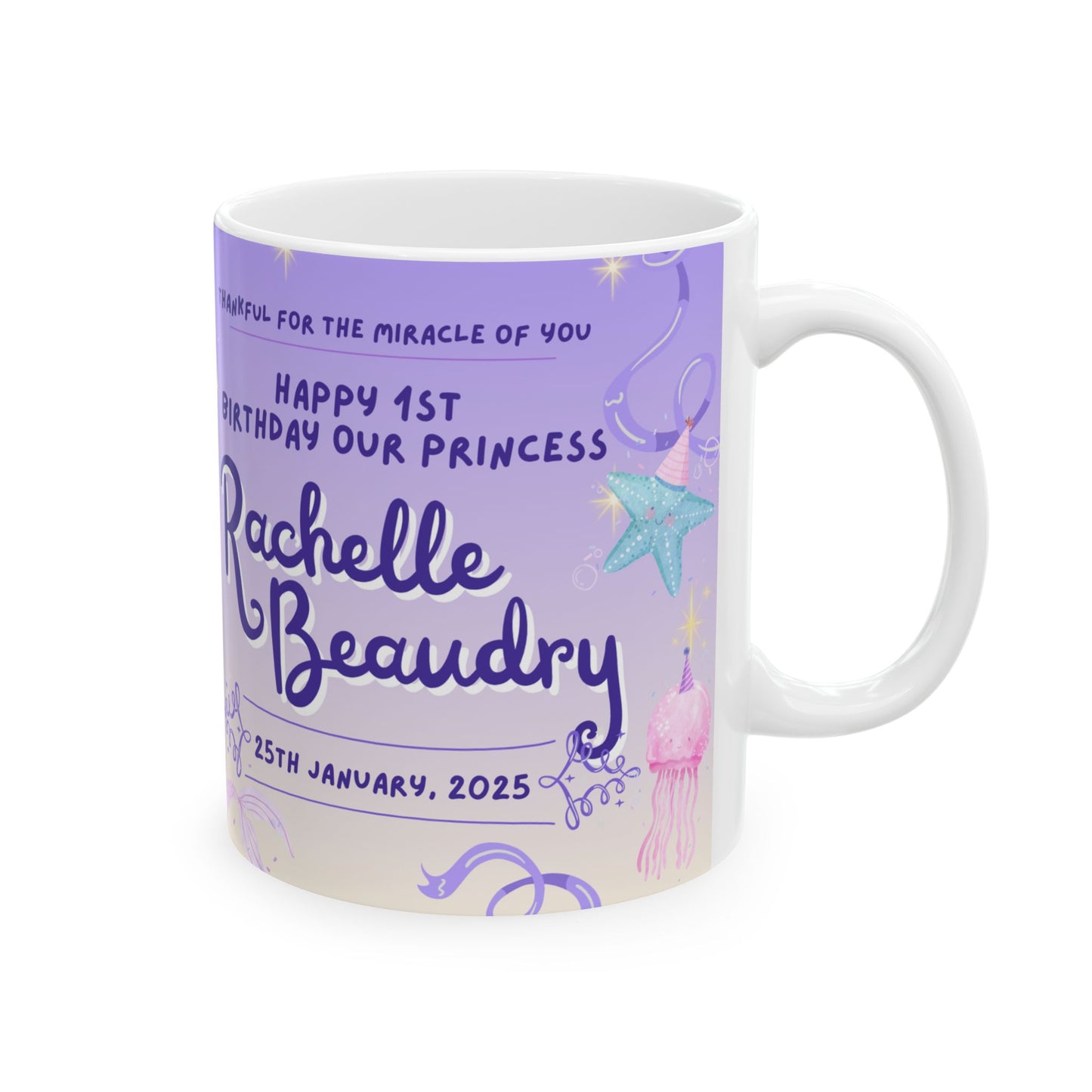 Personalized Birthday Ceramic Mug, Custom Photo Mug, Magical Unicorn Mug, Kids Birthday Gift, Fairy Tale Mug - 13979