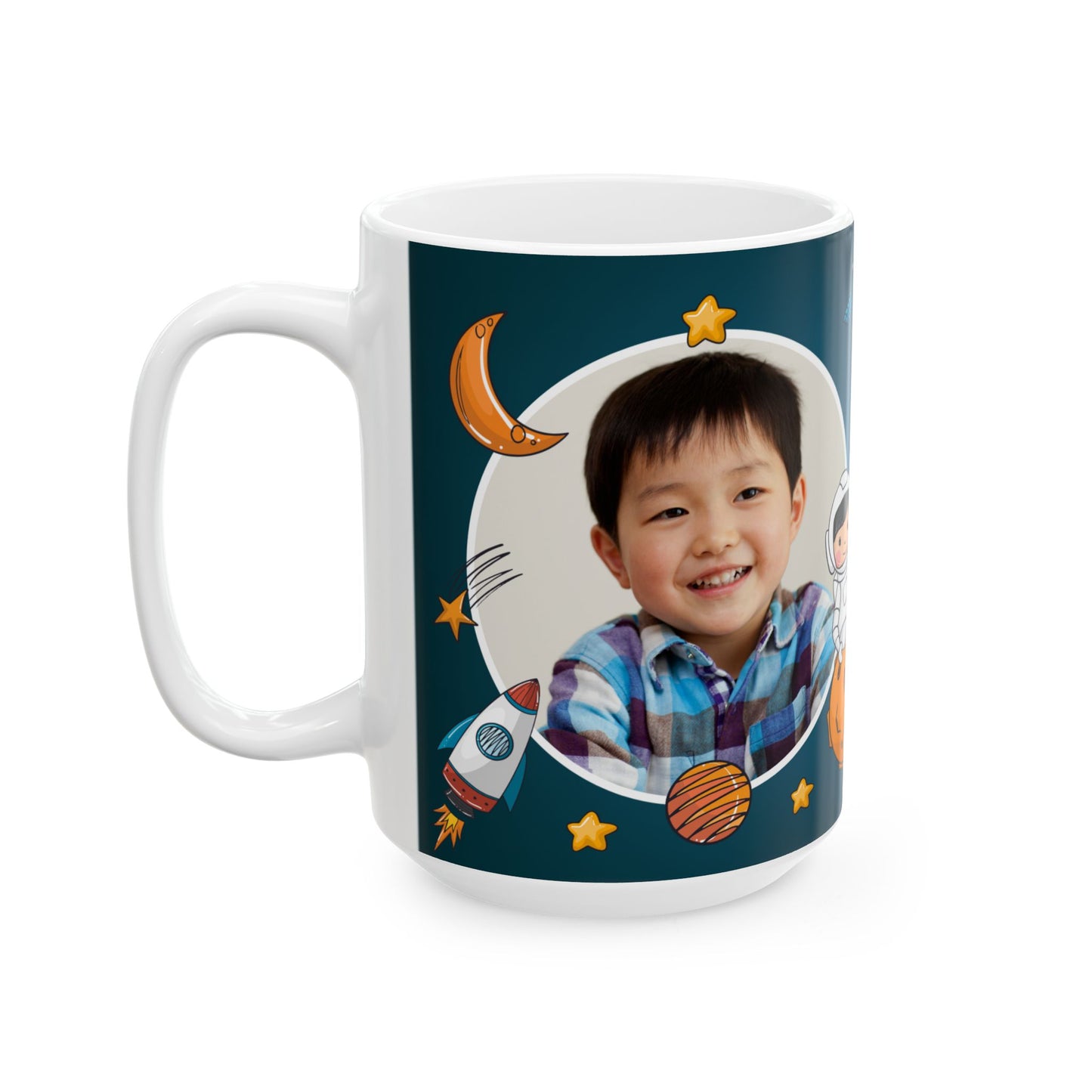 Personalized Space-Themed Ceramic Mug - Birthday Gift, Kids Space Party, Astronaut Design, Custom Coffee Cup, Birthday Celebration - 13978