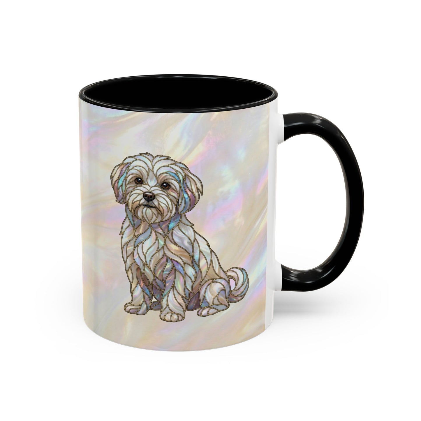 Maltese Dog Accent Coffee Mug – Stained Glass Design 11/15oz - 14642
