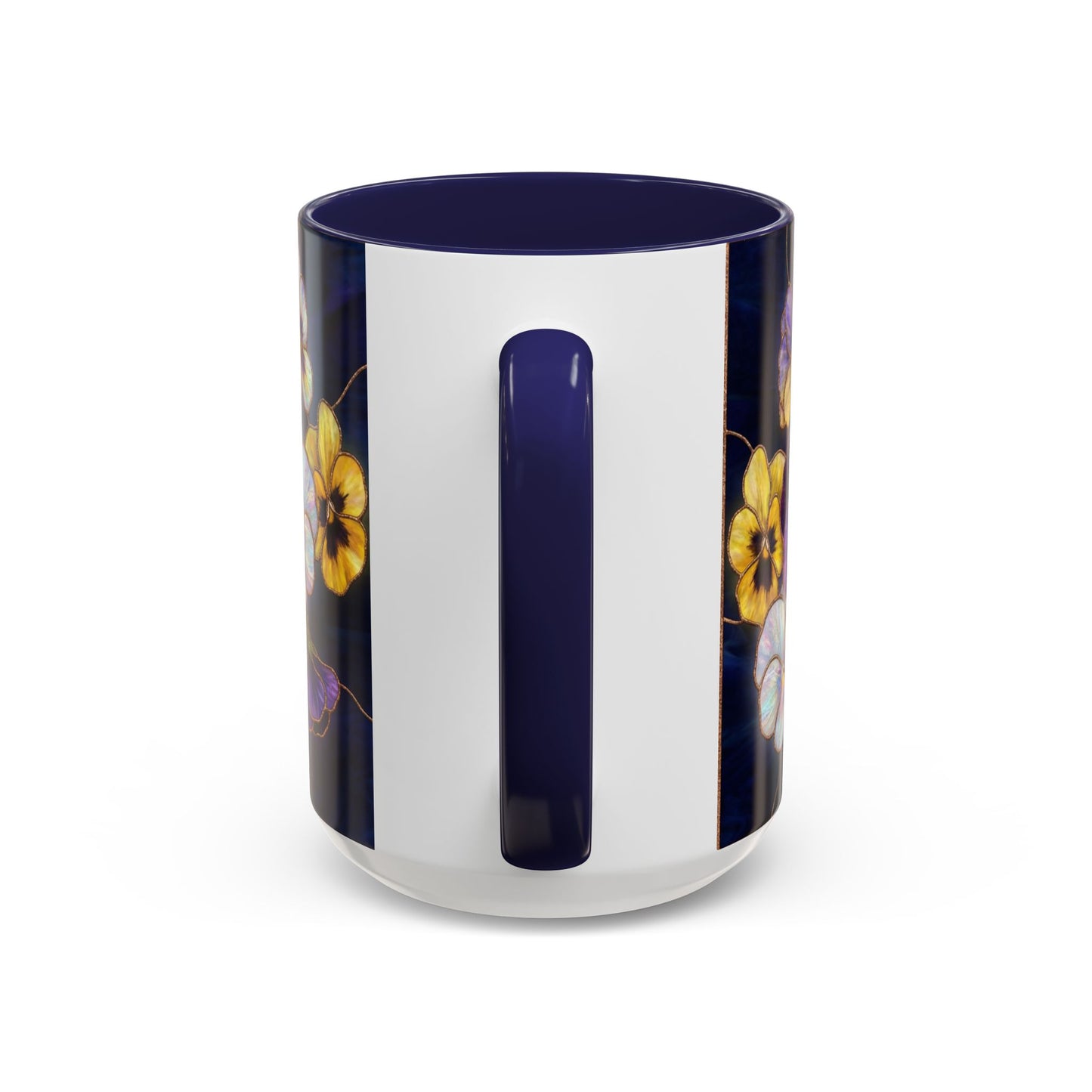 Pansy Floral Accent Coffee Mug — Stained Glass Design (11/15oz) - 14544