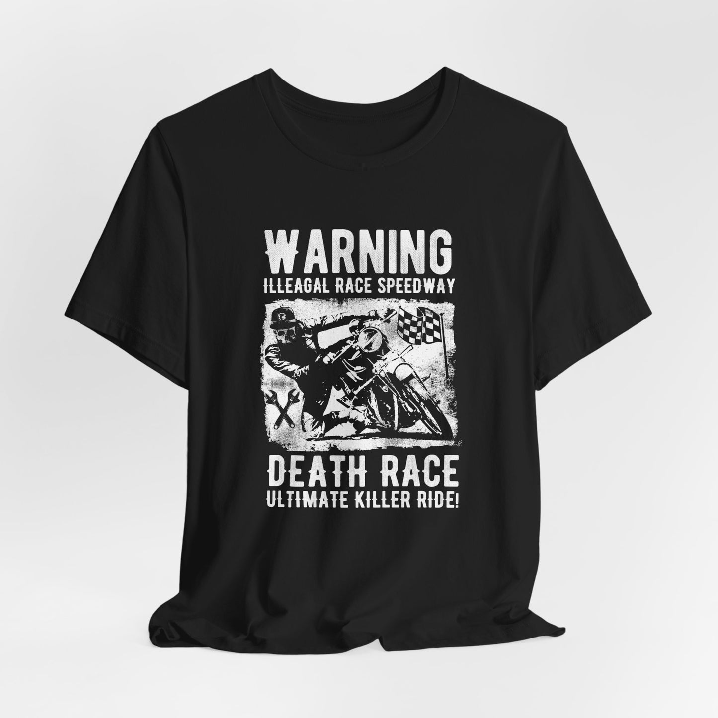 Warning: Illegal Race Speedway- Unisex Jersey Short Sleeve Tee