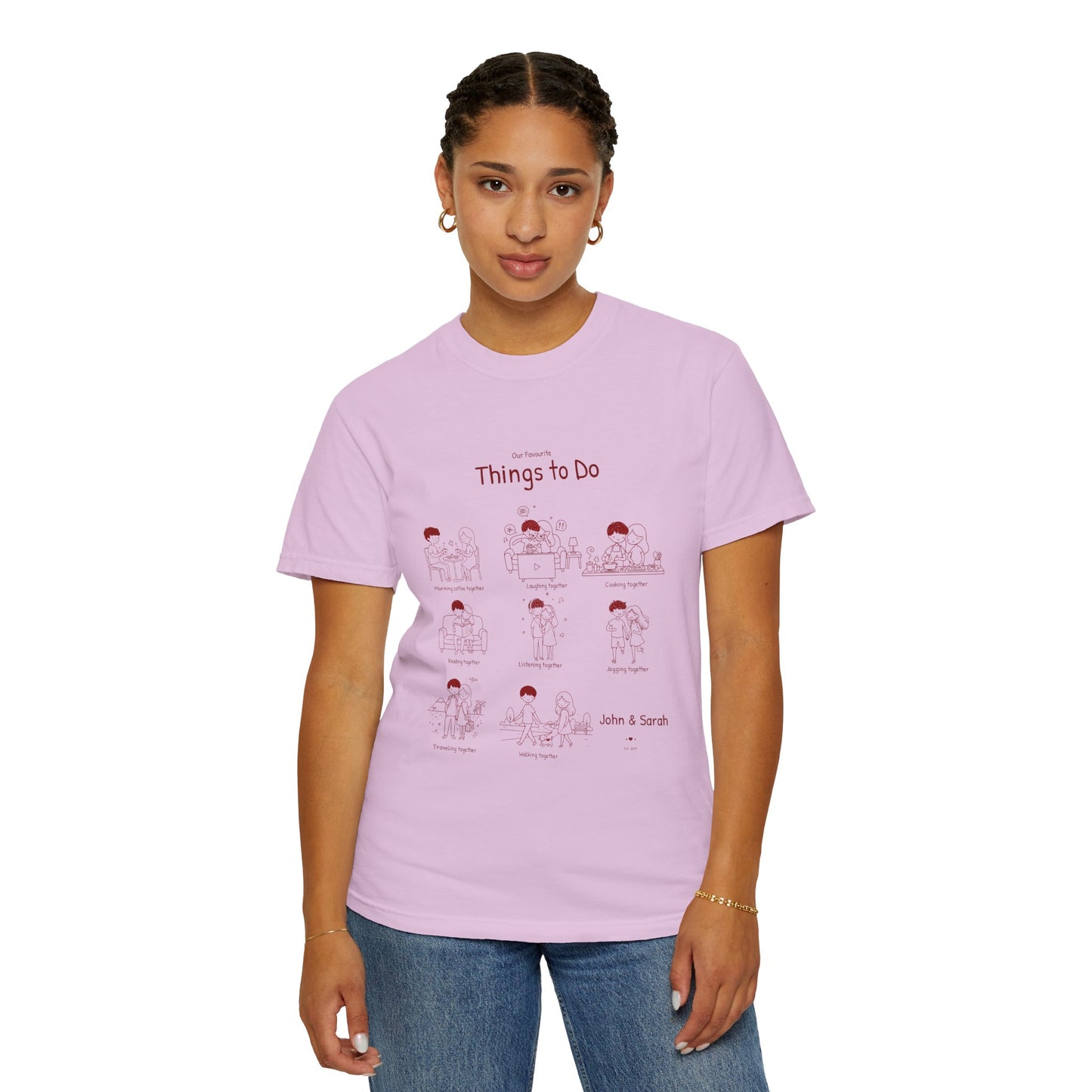 Our Favourite Things to Do Together – Personalised Valentine’s Illustration T-Shirt Gift - 14724