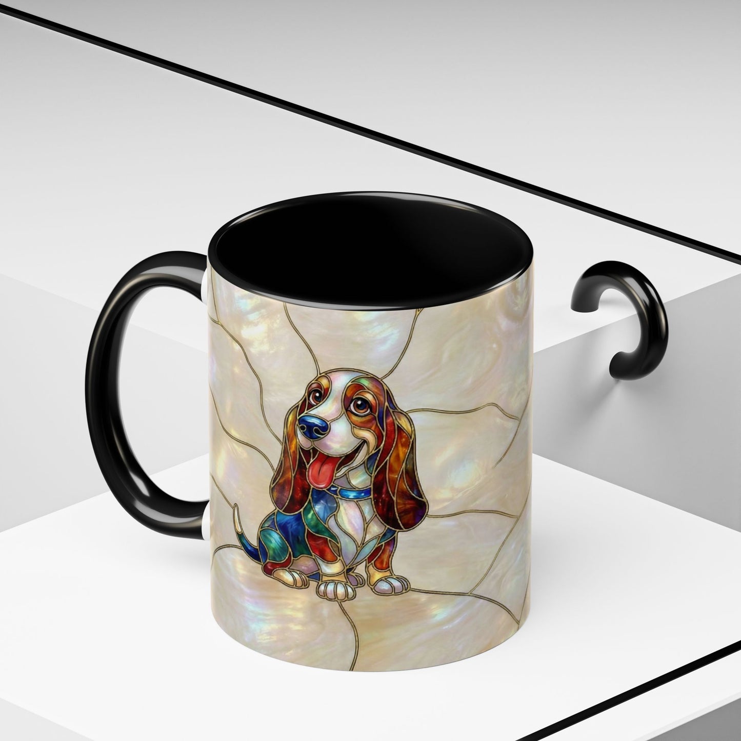 Basset Hound Stained Glass Accent Coffee Mug (11/15oz) - 14520
