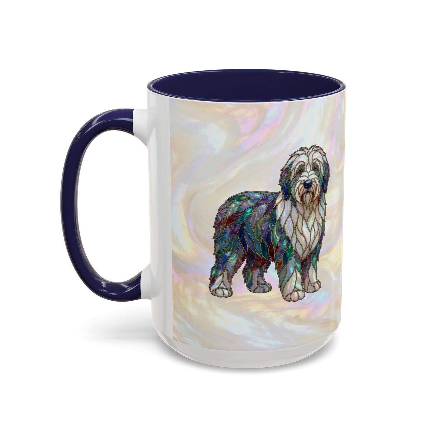 English Sheepdog Accent Coffee Mug -Stained Glass Style (11/15oz) - 14631