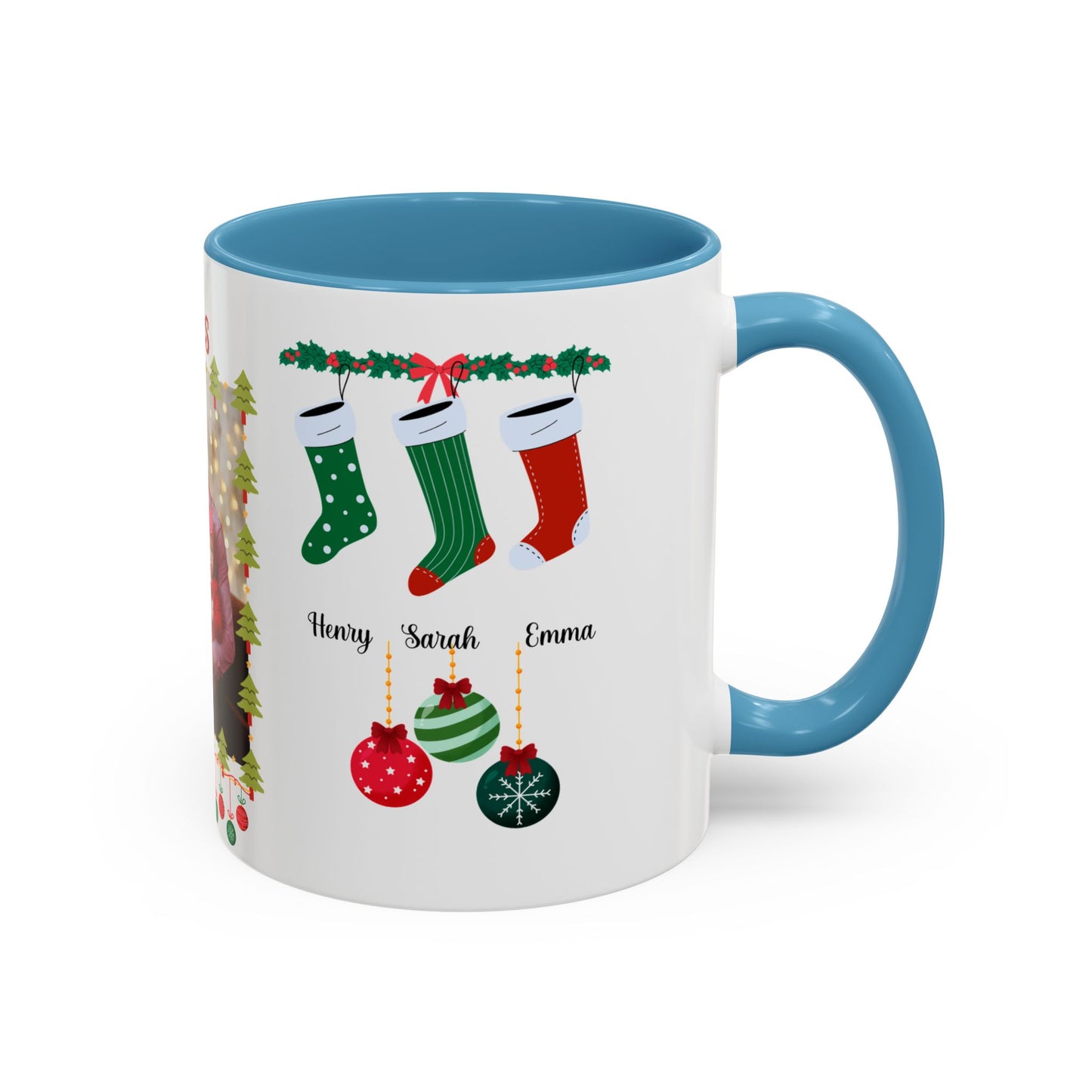 Christmas, Family Photo, Customizable, Accent Coffee Mug (11, 15oz)