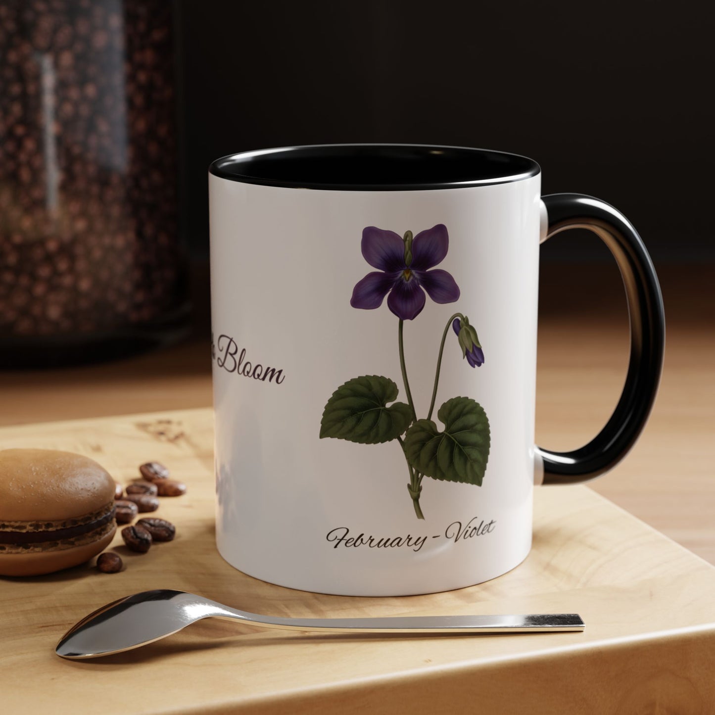 February Birth Flower Violet Mug – Personalized Name Coffee Cup - 14695