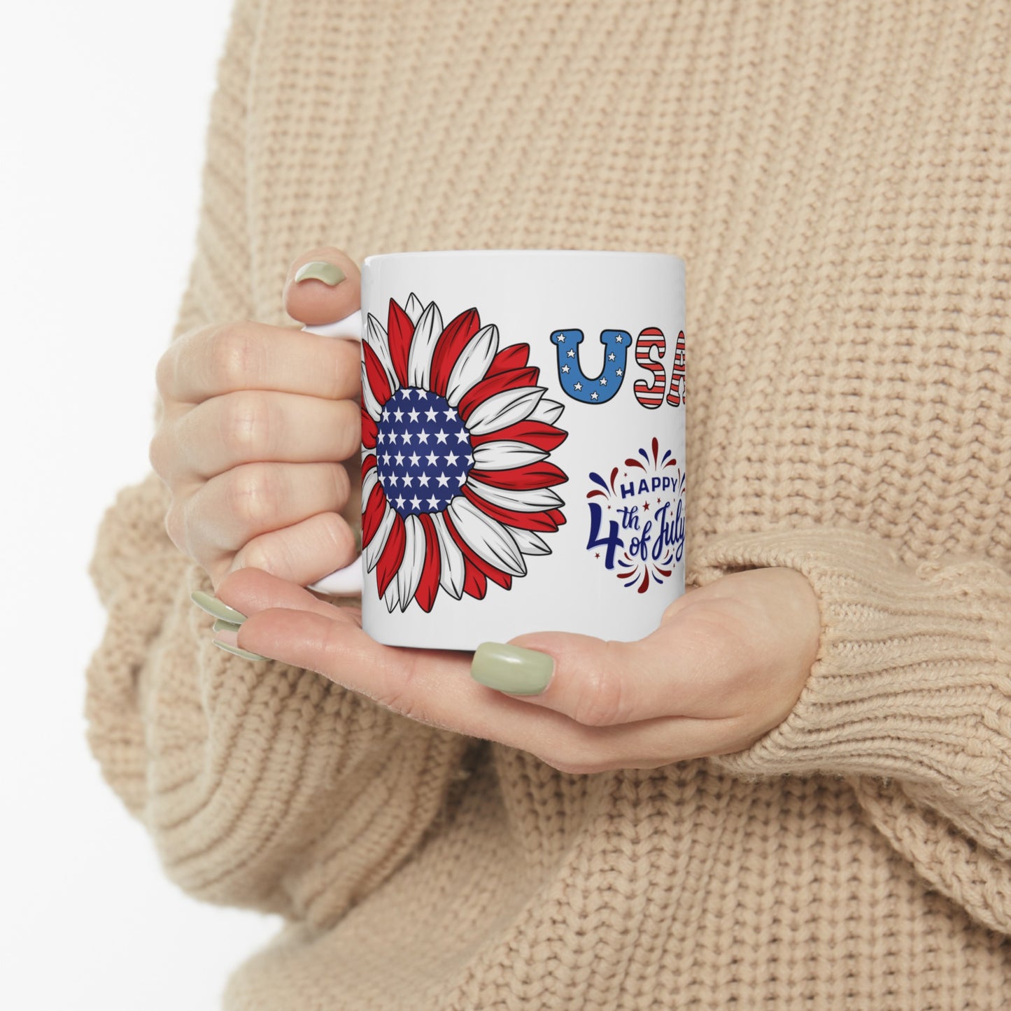 July 4, Sunflower & Butterfly - Ceramic Mug, (11oz, 15oz)