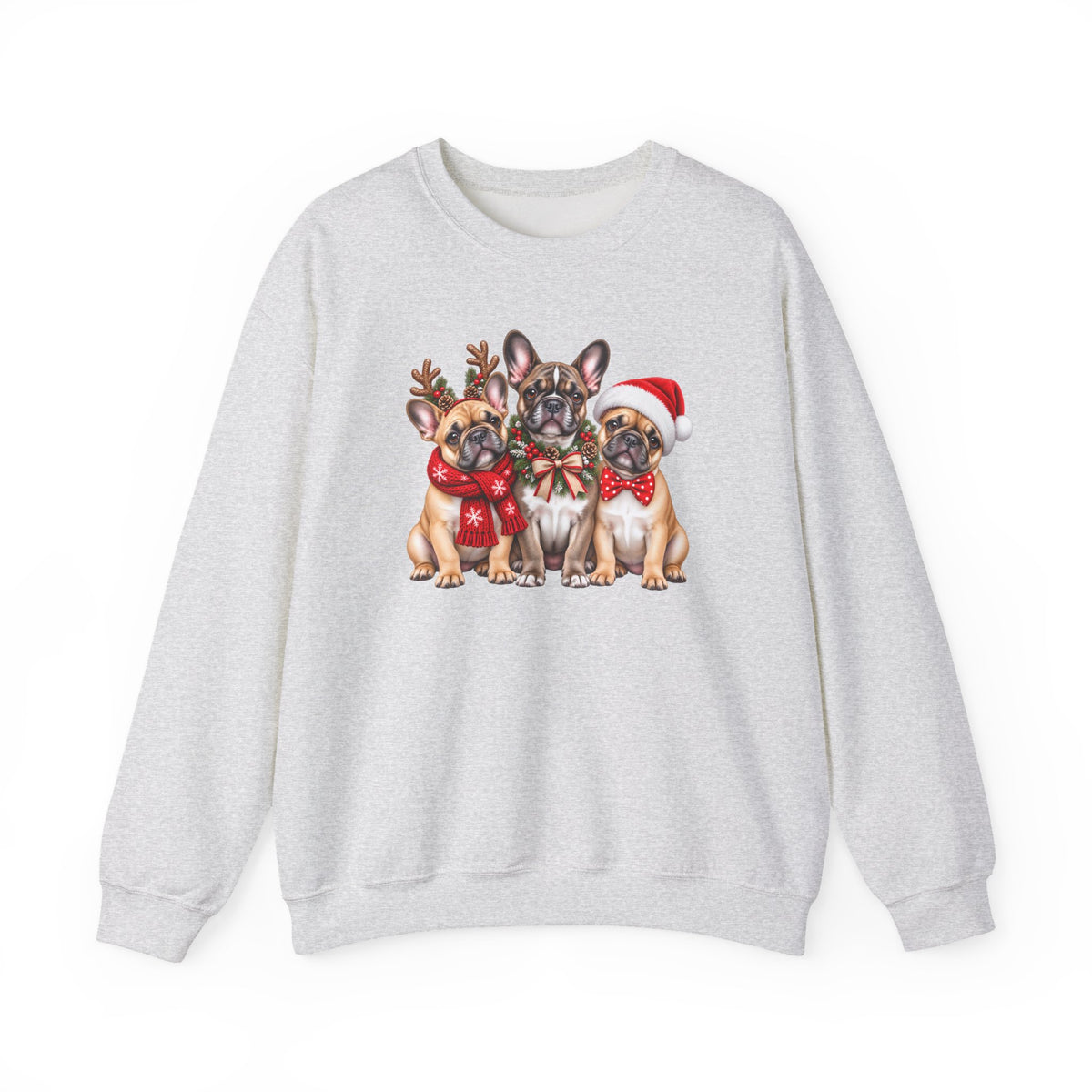 Christmas French Bulldog Sweatshirt, Cute Festive Frenchie Crewneck - 14556