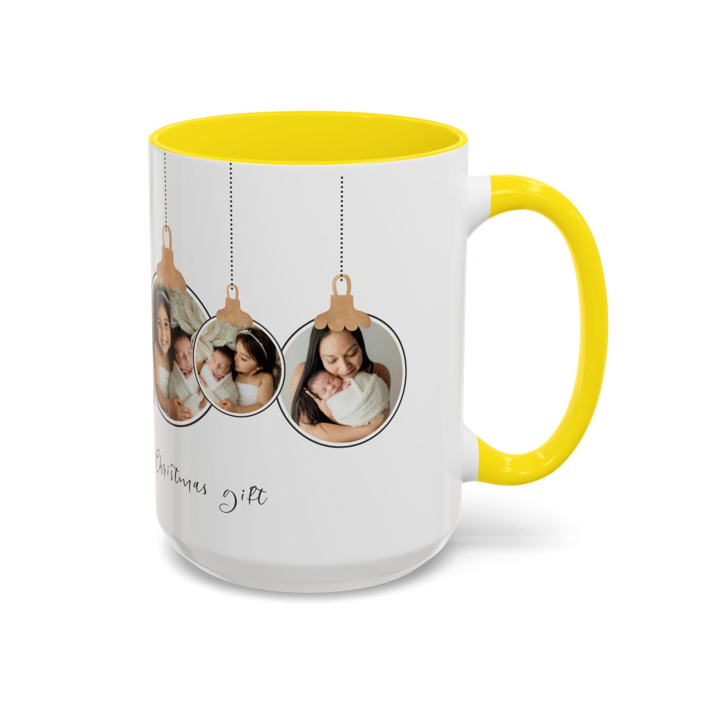 The Most Beautiful Christmas Gift, Photos of New Born, Customizable- Accent Coffee Mug (11, 15oz) - 10862