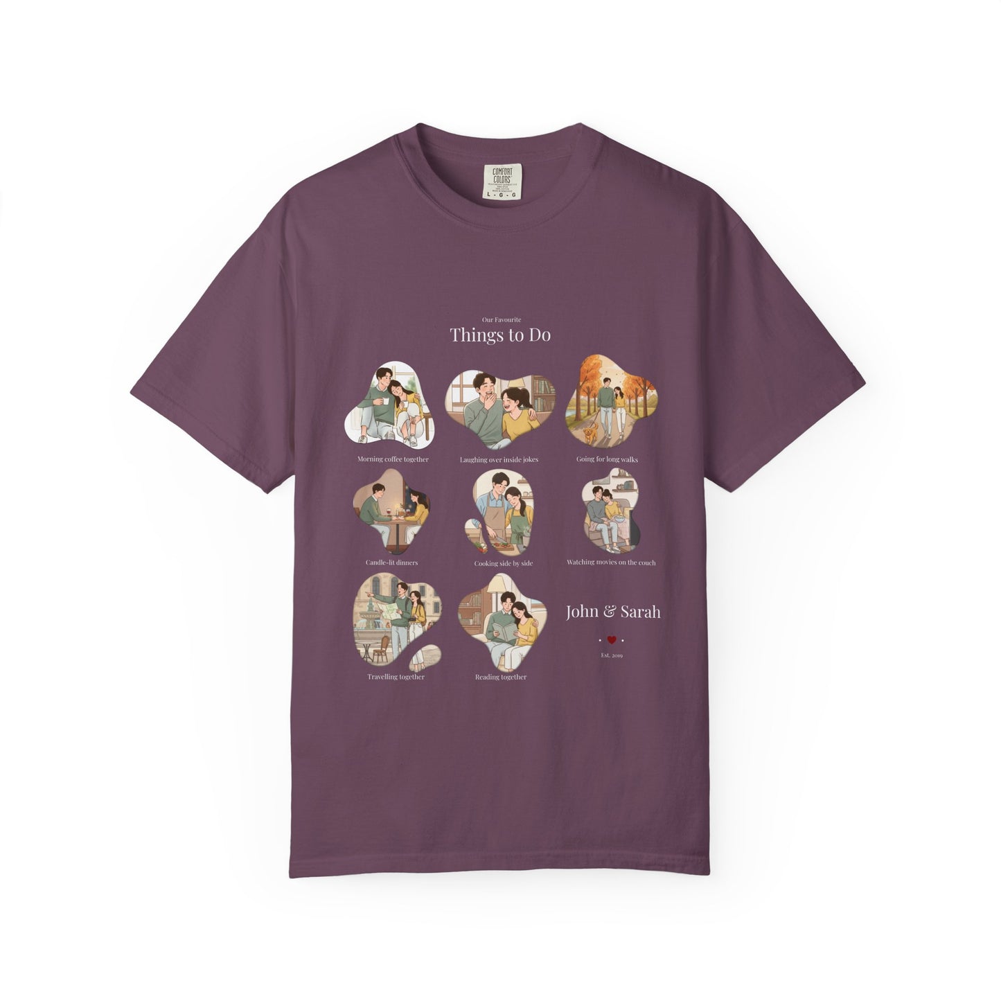 Our Favourite Things to Do Together – Personalised Valentine’s Illustration T-Shirt Gift - 14721