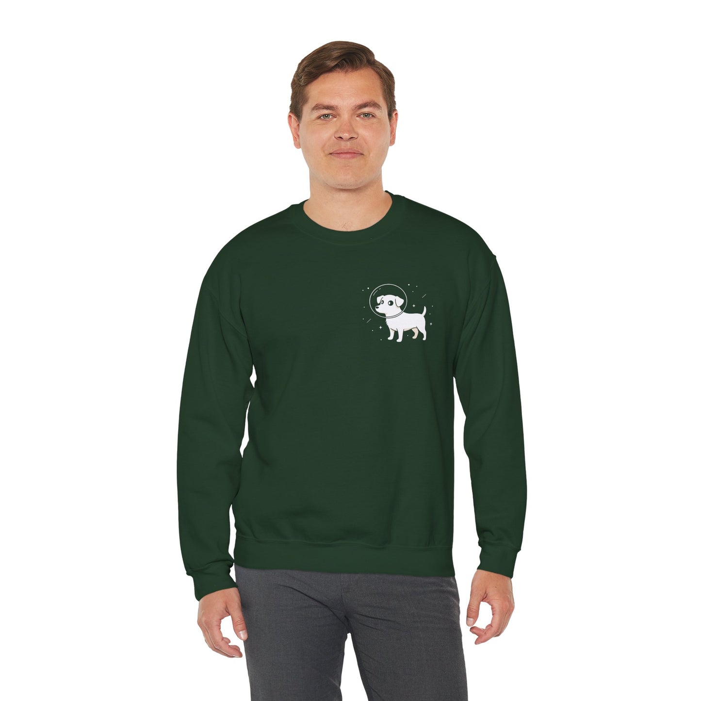 Dog in Space Crewneck Sweatshirt – Space Puppy Graphic Pullover - 14678