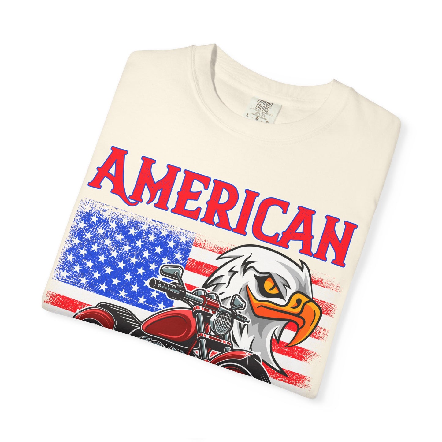 American Classic Tee, Unisex Garment-Dyed T-shirt, Biker Gift, Patriotic Apparel, Rider and Eagle Fashion, Vintage Style - 13658
