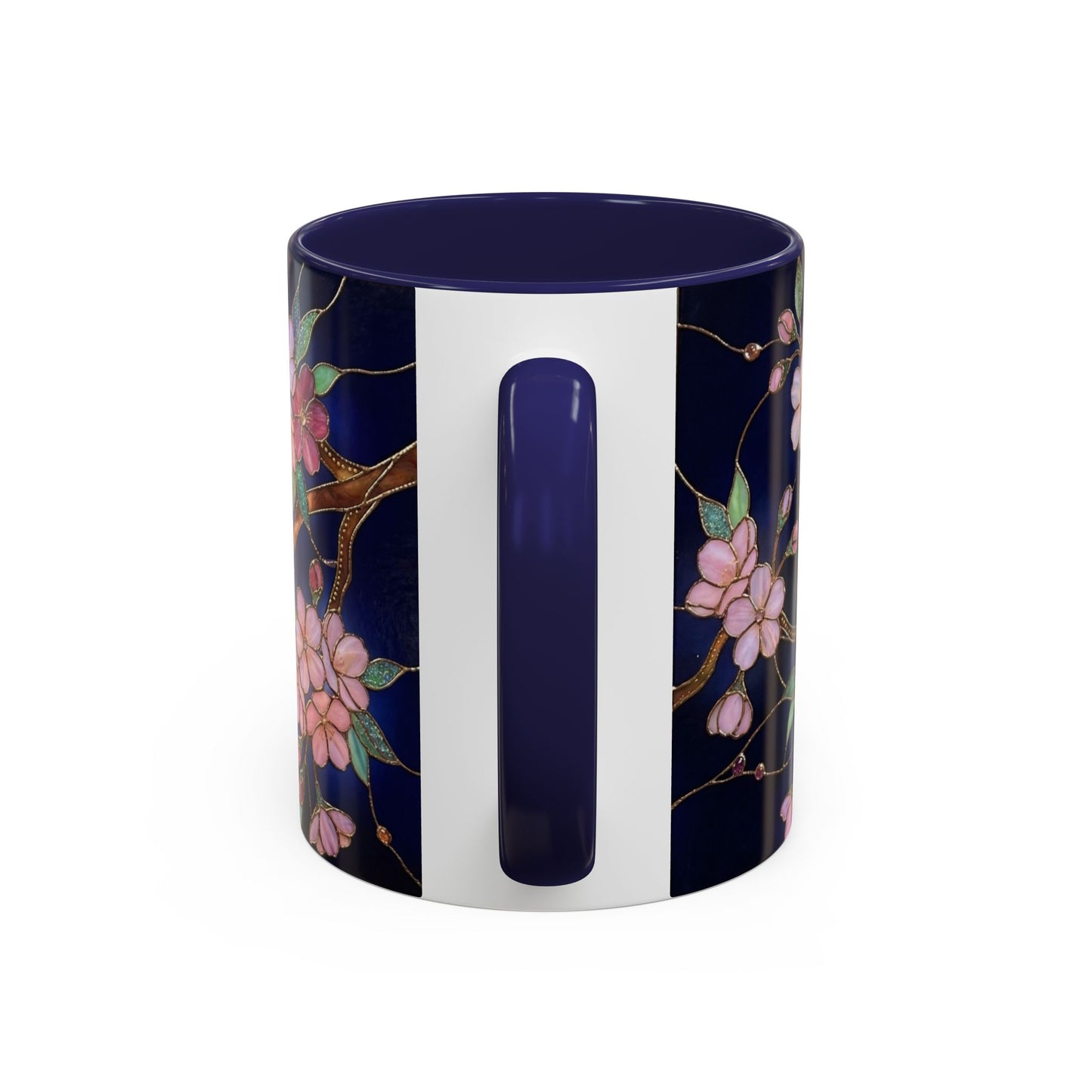 Cherry Blossom Accent Coffee Mug — Stained Glass Design 11/15oz - 14560