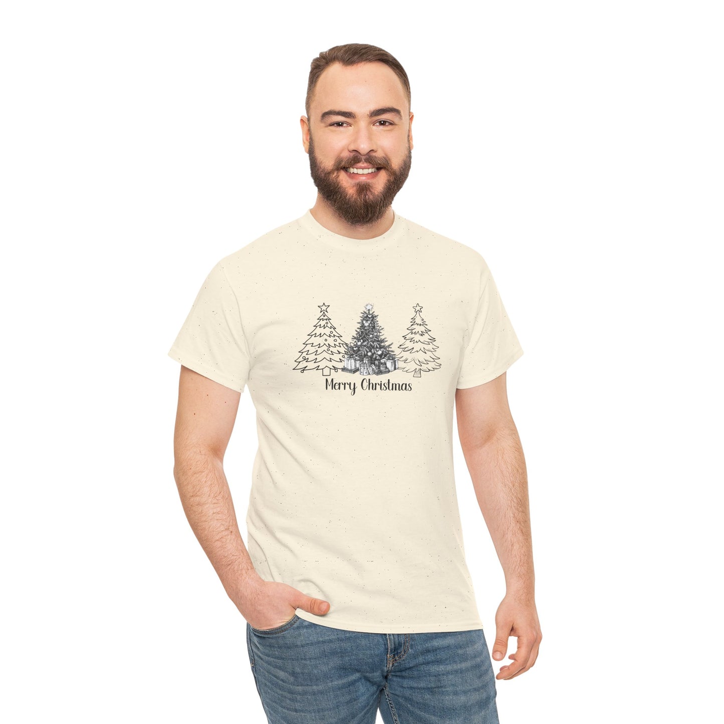 Merry Christmas, Trees - Unisex Heavy Cotton Tee - 10112