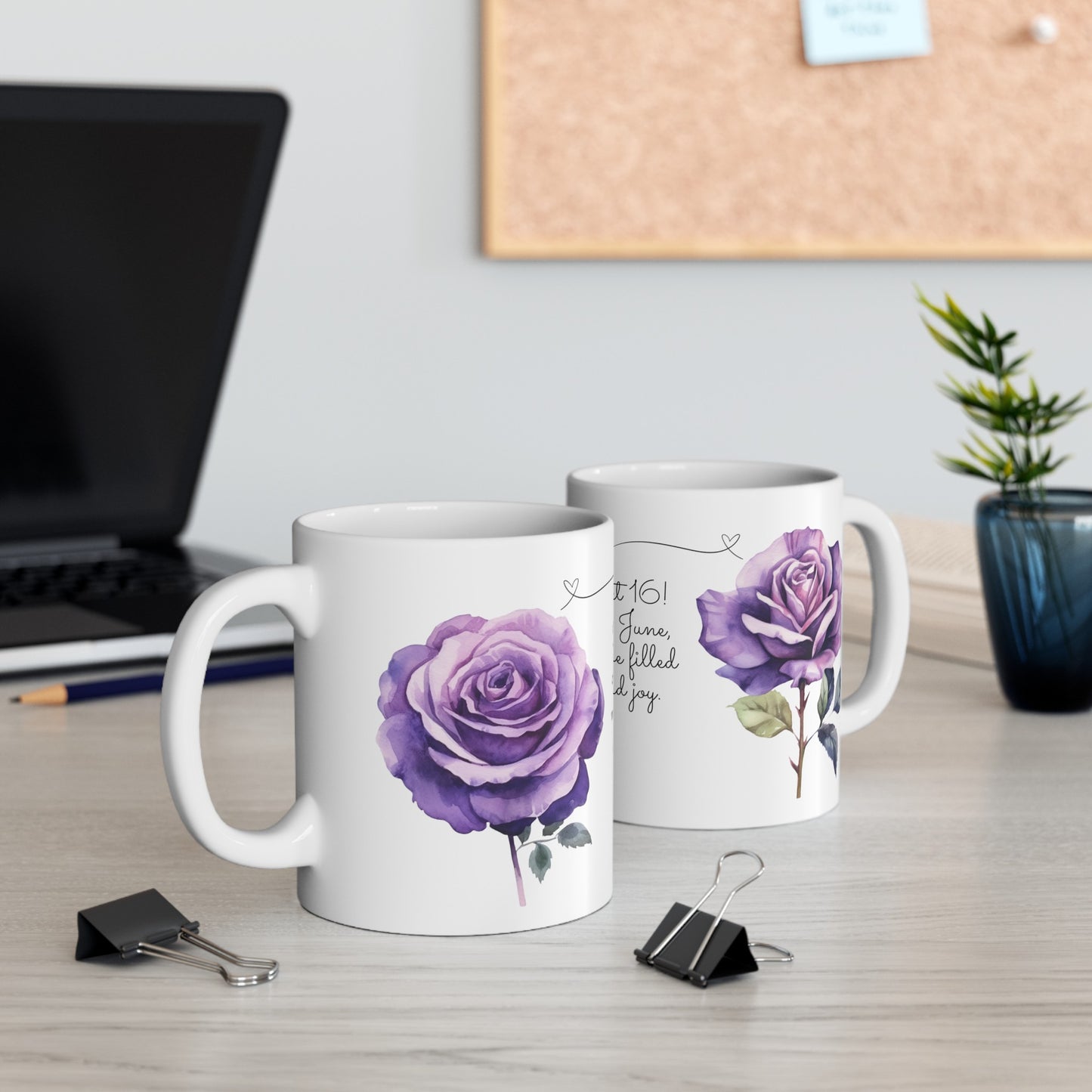 Sweet 16, June, Roses, Customized Ceramic Mug, (11oz, 15oz)