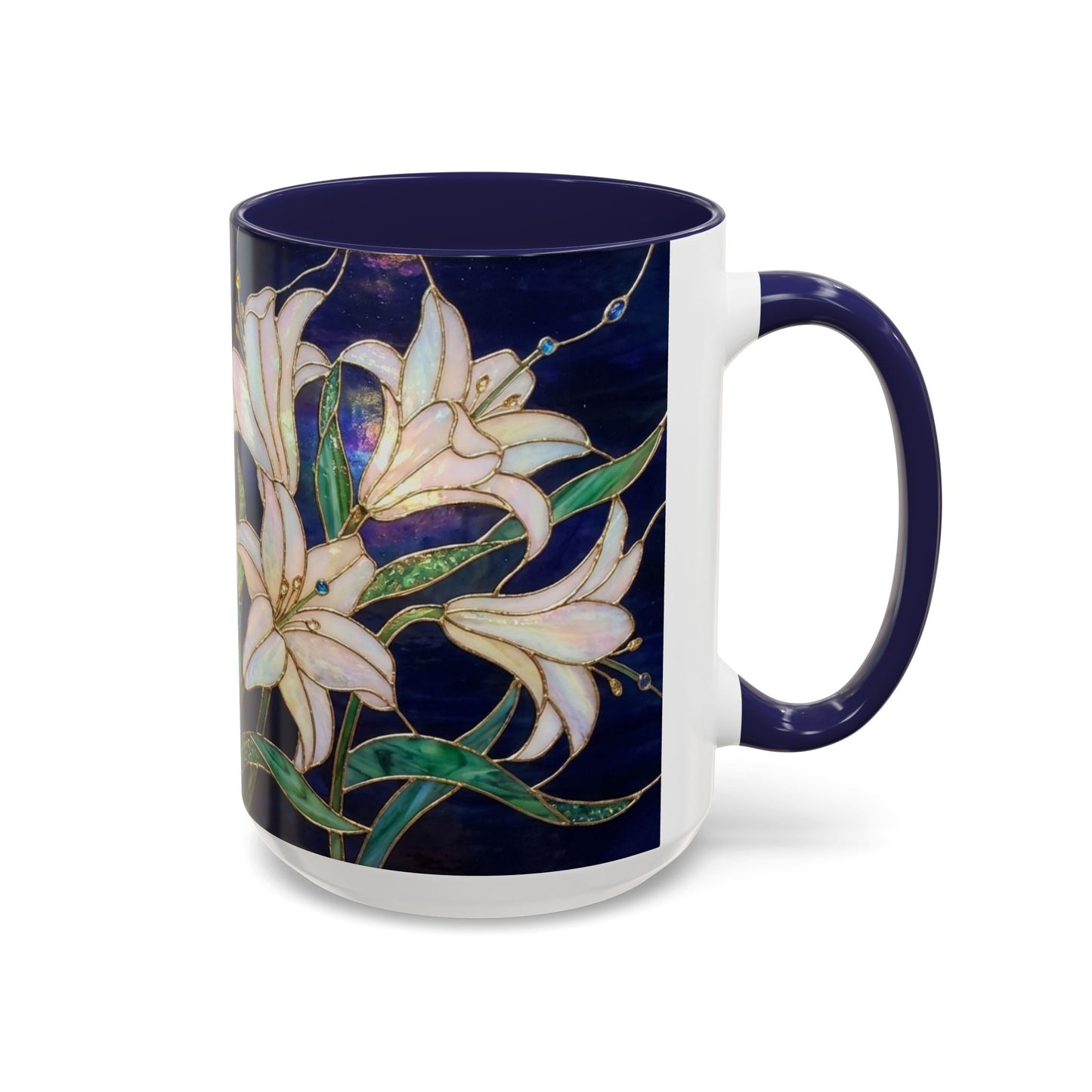 Lily Floral Accent Coffee Mug — Stained Glass Style 11/15oz - 14575