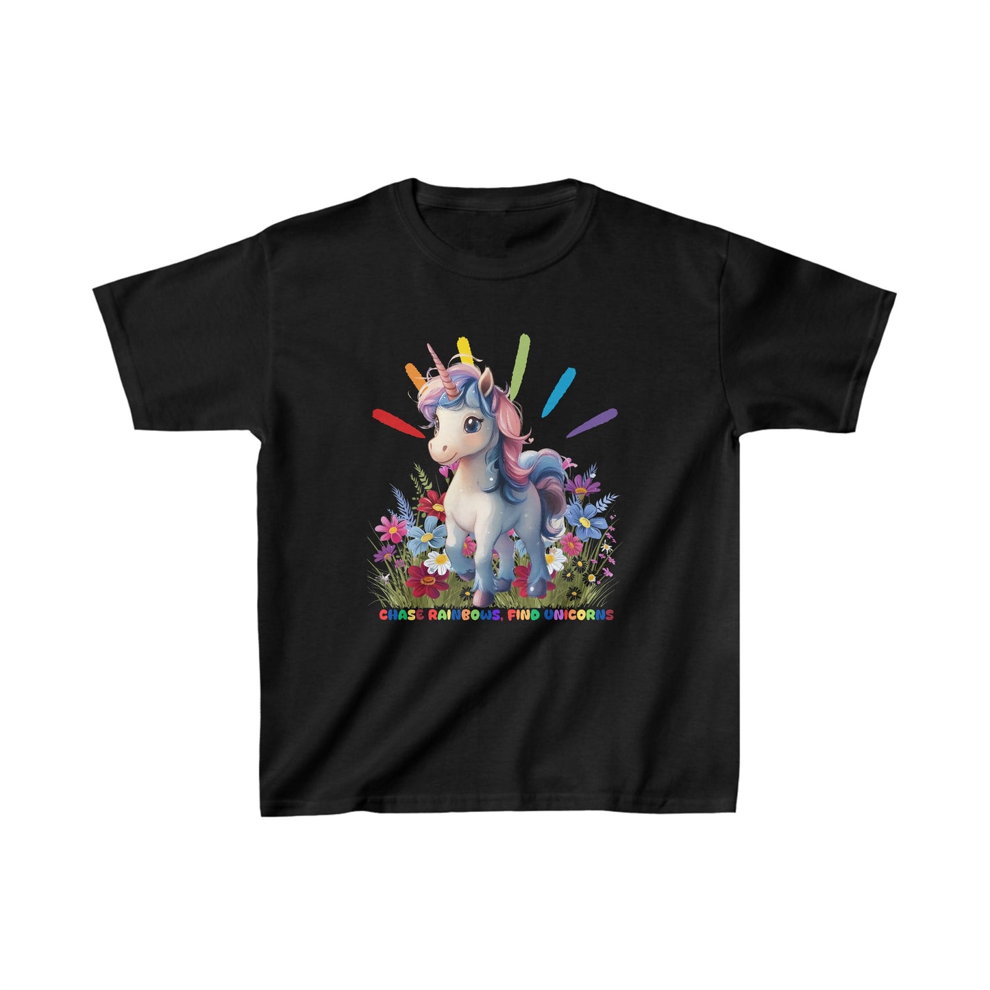 Chase Rainbows, Find Unicorns - Kids Heavy Cotton™ Tee