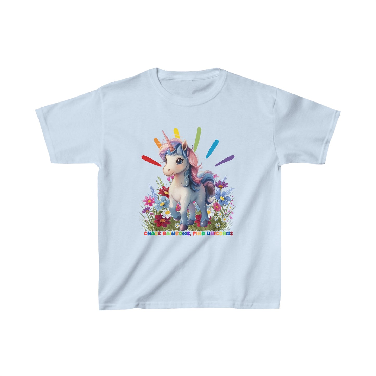 Chase Rainbows, Find Unicorns - Kids Heavy Cotton™ Tee