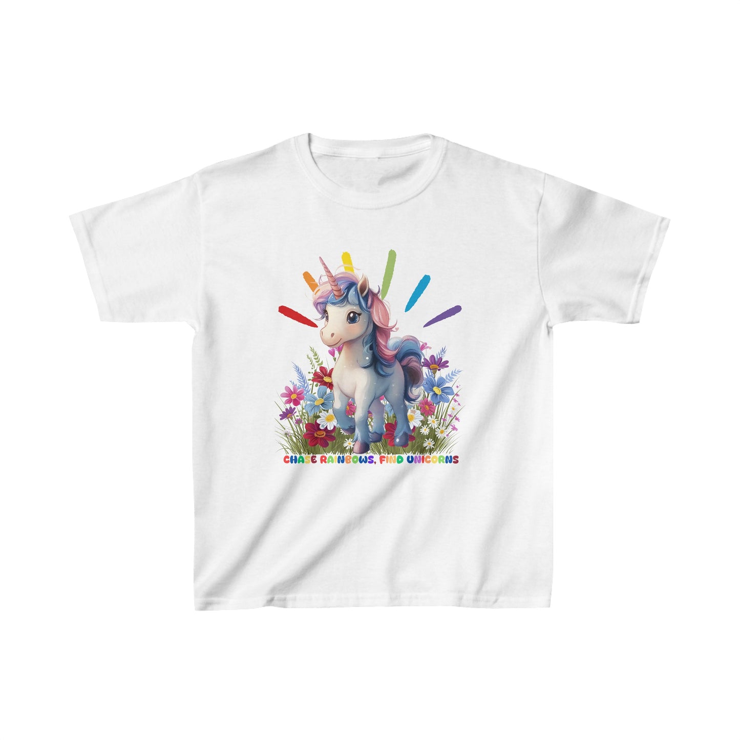 Chase Rainbows, Find Unicorns - Kids Heavy Cotton™ Tee