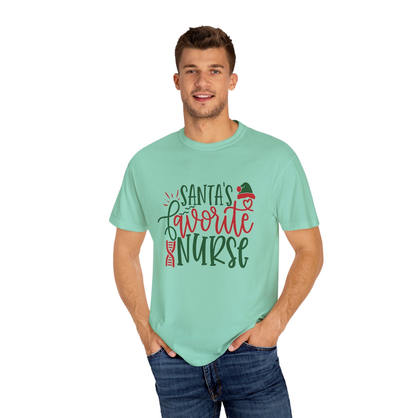 Santa's Favorite Nurse - Unisex Garment-Dyed T-shirt - 10352