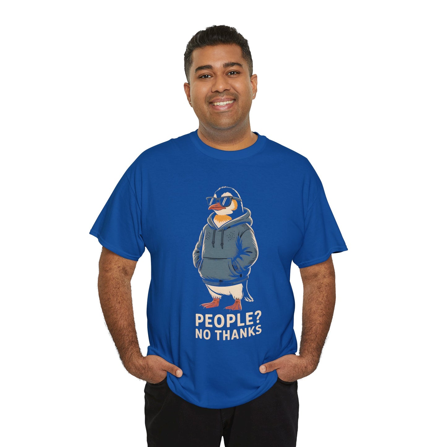 Funny Penguin T-Shirt – “People? No Thanks” Introvert Anti-Social Humor Tee Gift - 14847