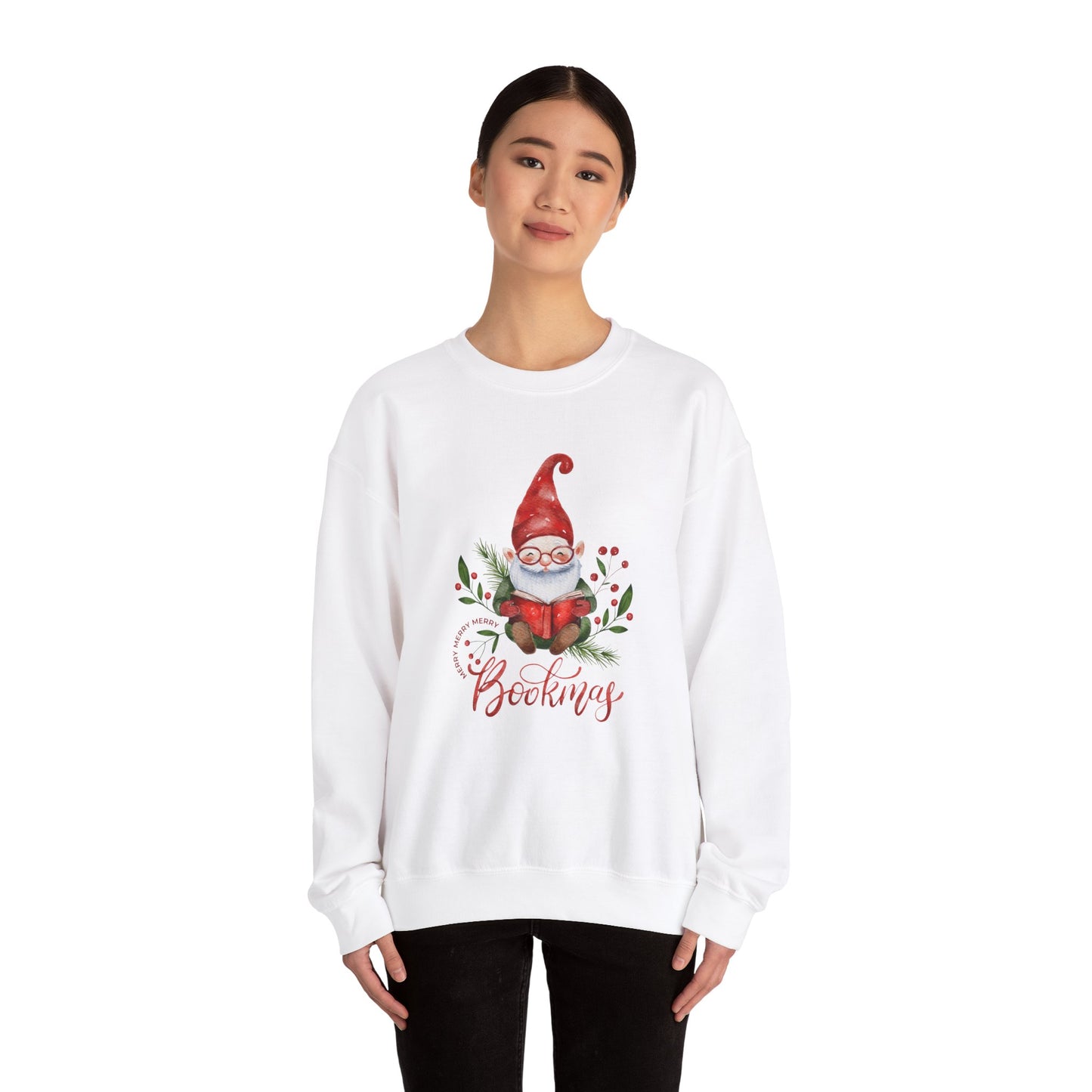 Gnome, Bookmas- Unisex Heavy Blend™ Crewneck Sweatshirt - 10775