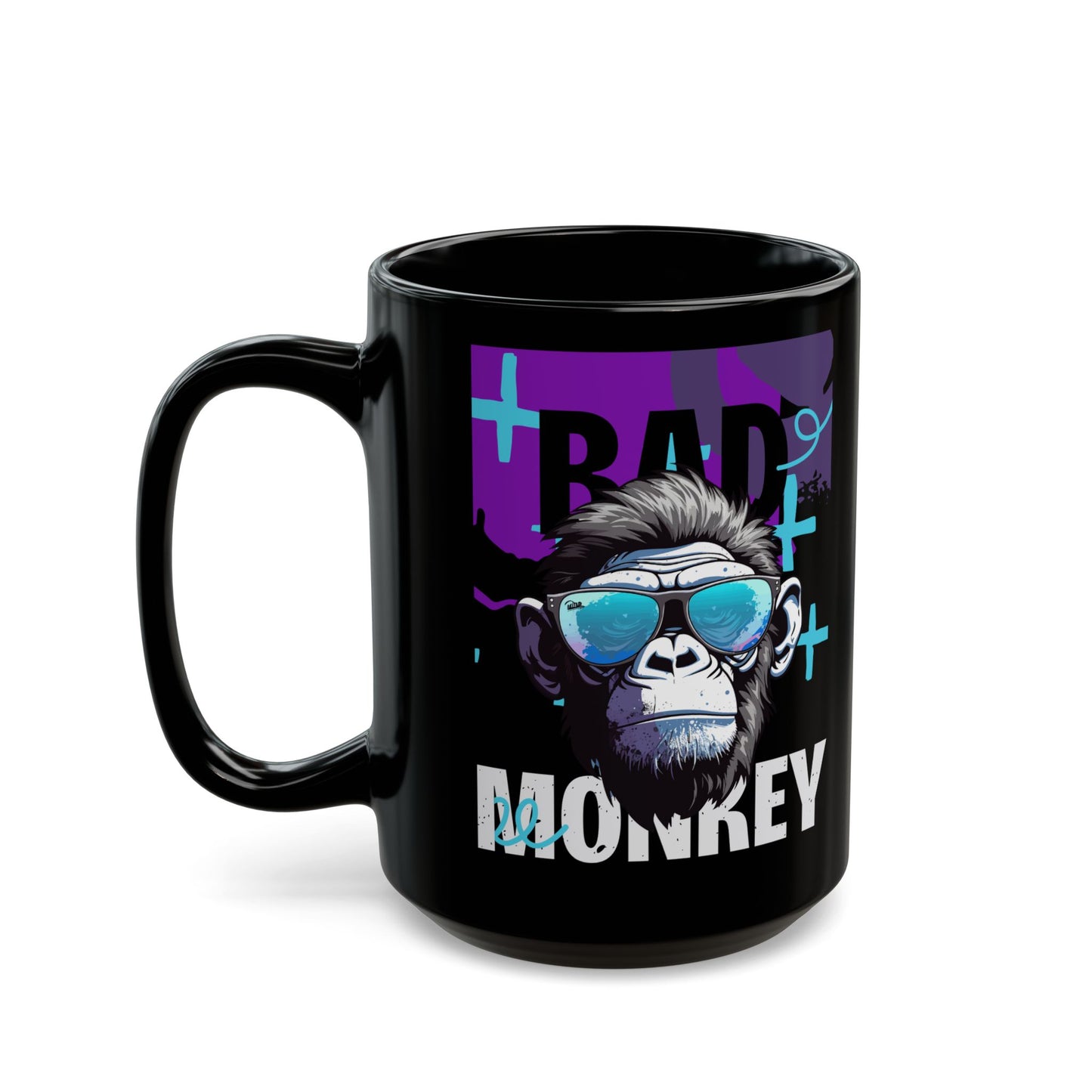 Bad Monkey Black Mug: Fun Coffee Cup for Gift, Black Ceramic Mug, Unique Mug for Animal Lovers, Cool Office Mug - 14081