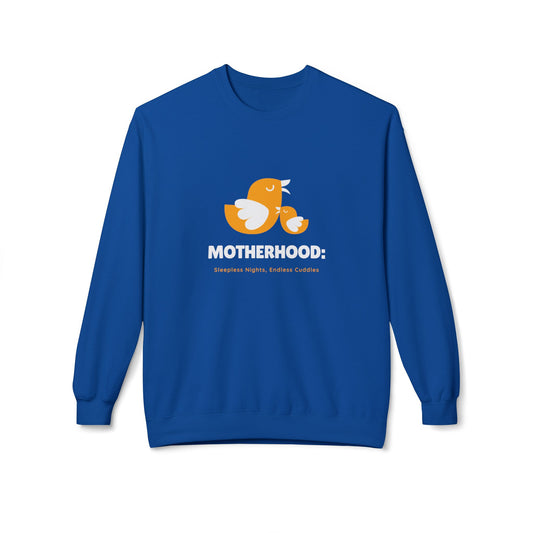Motherhood, Sleepless Nights, endless Cuddles - Unisex Midweight Softstyle Fleece Crewneck Sweatshirt - 11809