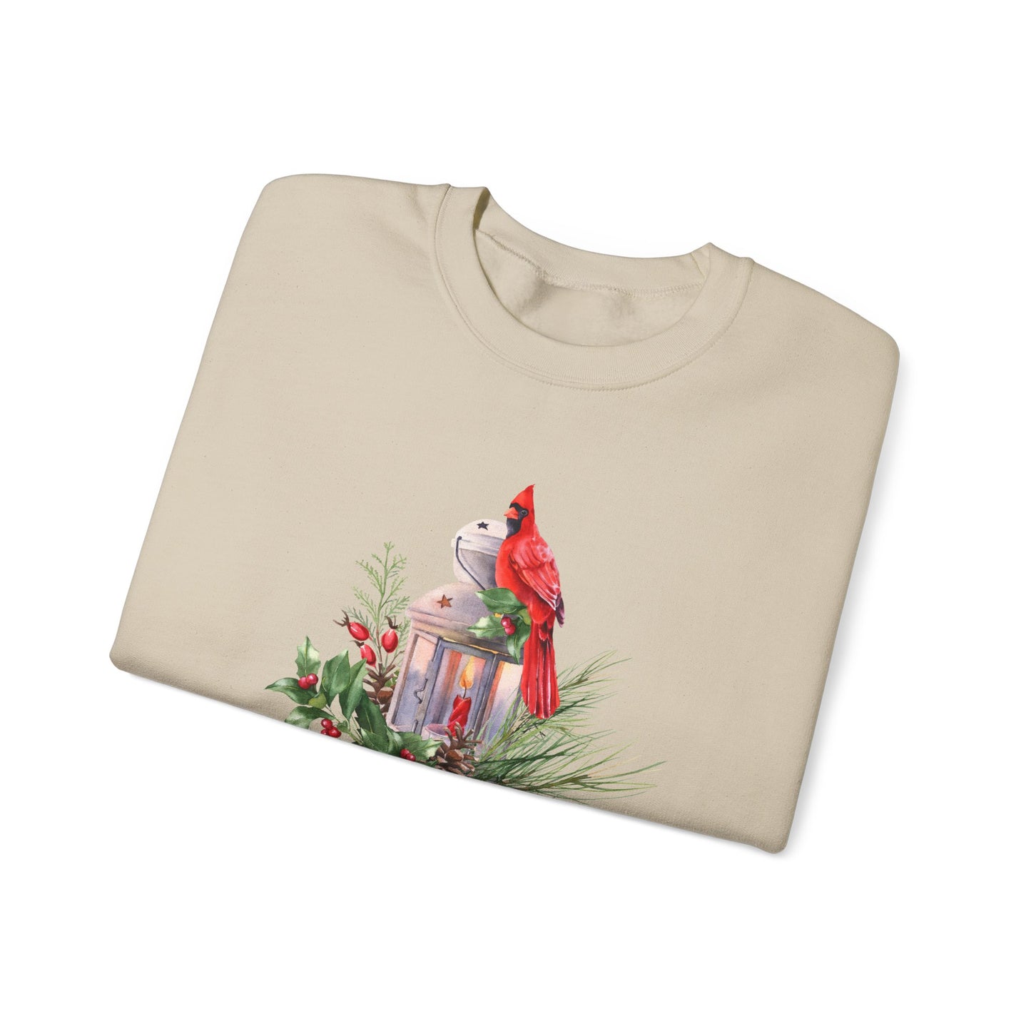 Cardinal Bird, Vintage Lantern, Winter Floral - Unisex Heavy Blend™ Crewneck Sweatshirt - 10370