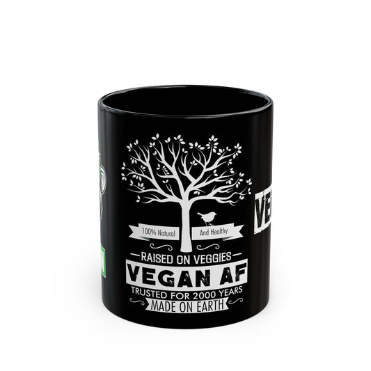 100% Natural & Healthy, Raised by Veggies - Black Mug (11oz, 15oz)