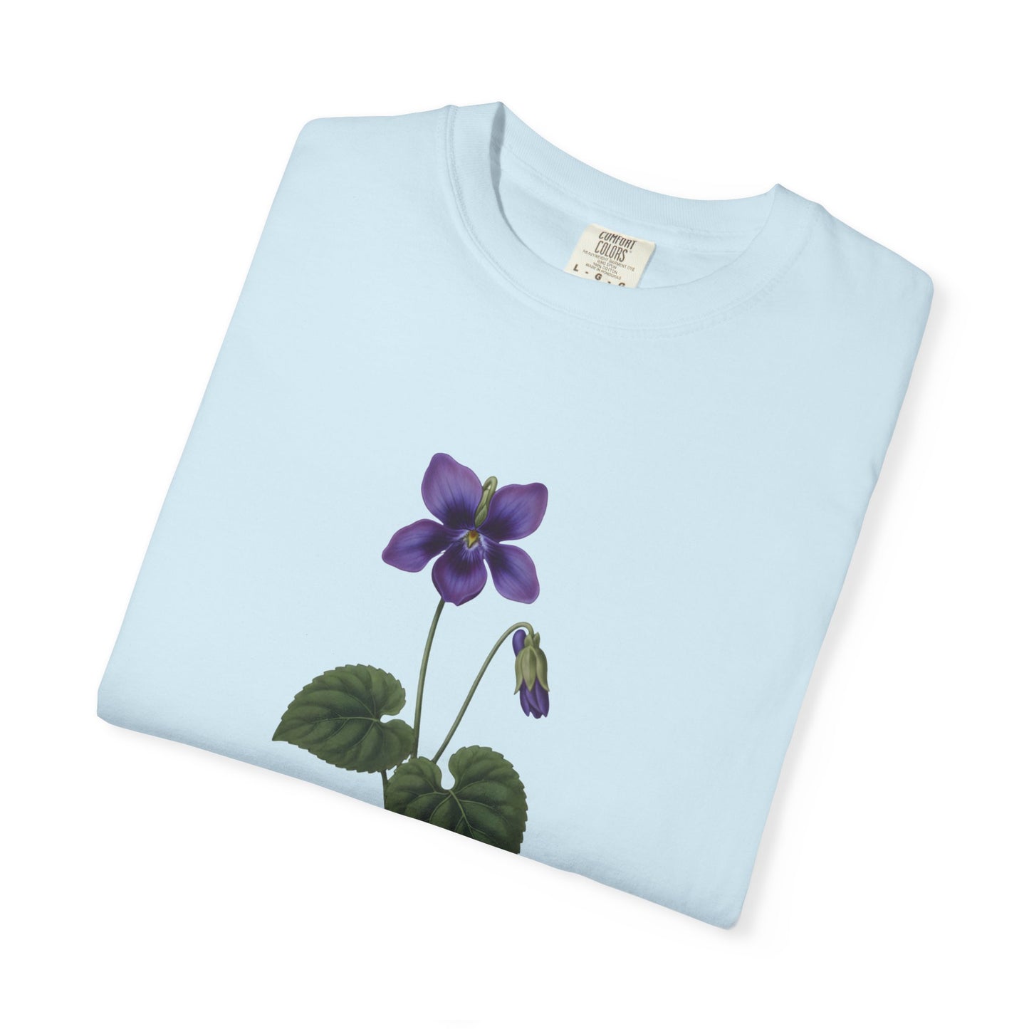 February Birth Flower Violet T-Shirt – Heavyweight Garment-Dyed Tee - 14700