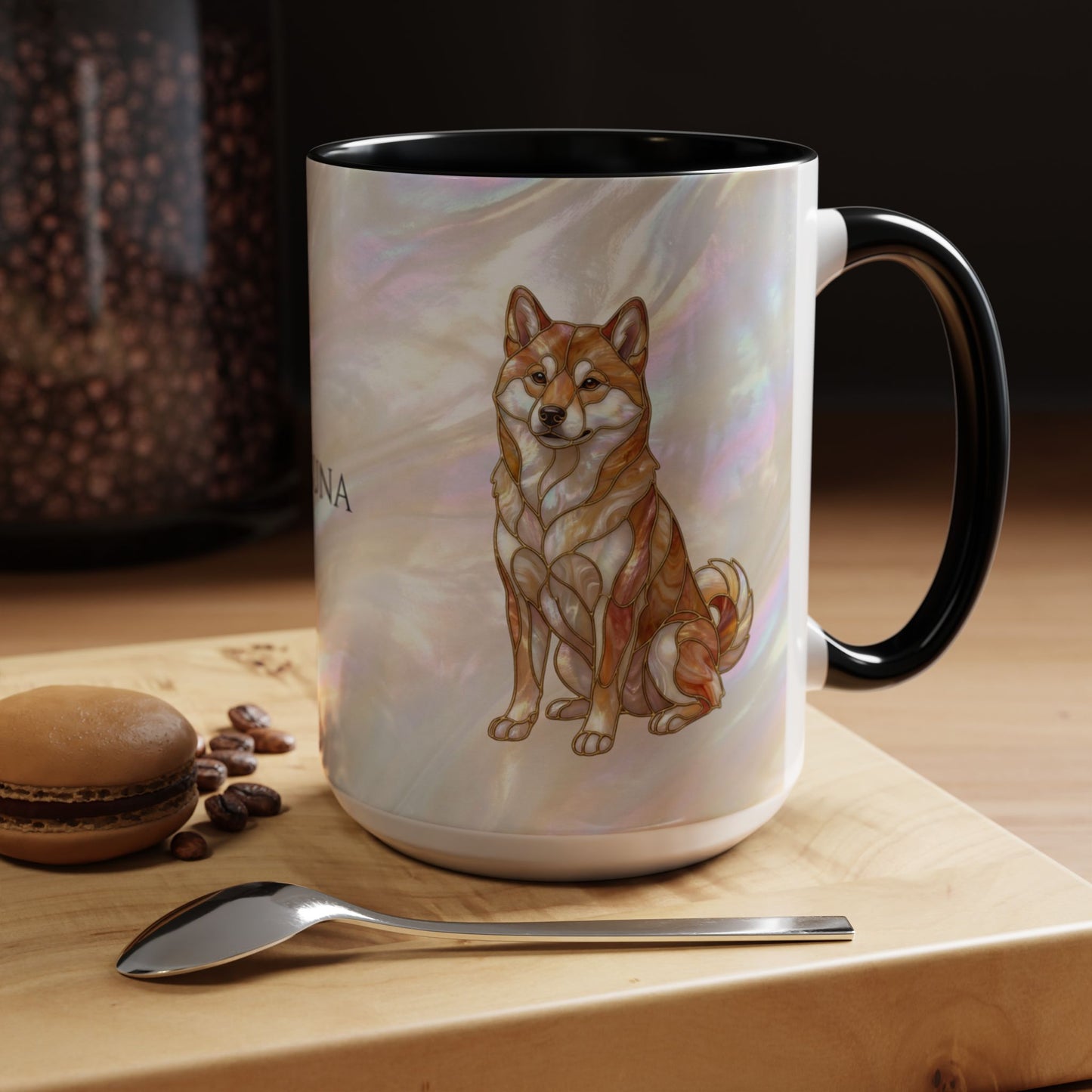 Shiba Inu Accent Coffee Mug – Stained Glass Design 11/15oz - 14646