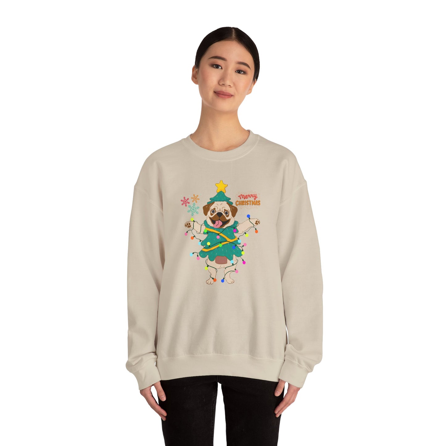 Pug, Merry Christmas - Unisex Heavy Blend™ Crewneck Sweatshirt - 10307