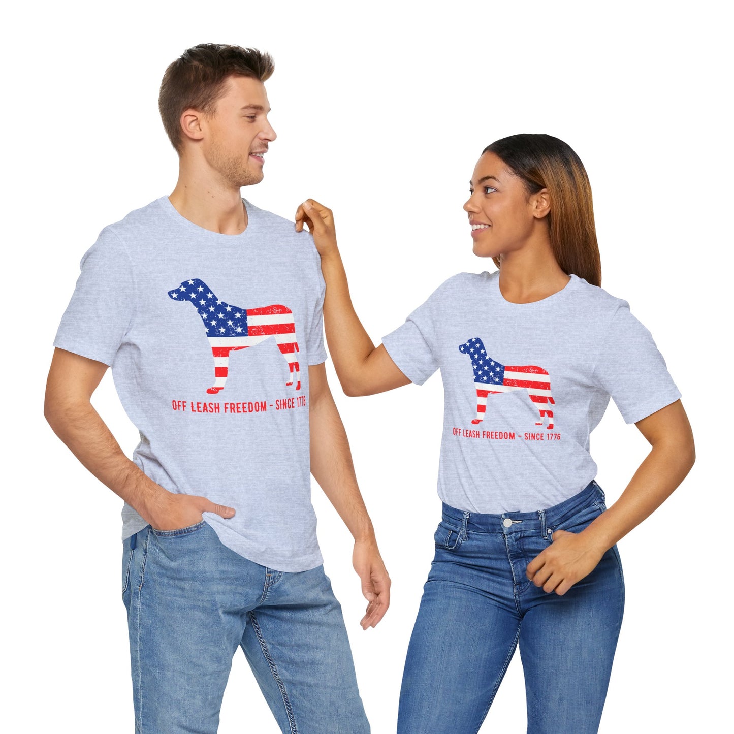Patriotic Dog Lover Tee | Off Leash Freedom T-shirt, Dog Graphic Shirt, Fourth of July Gift, Casual Wear, Pet Lover Apparel - 13790