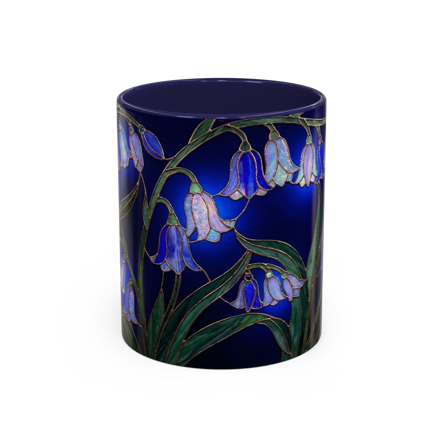 Bluebell Floral Coffee Mug – Stained Glass Design (11/15oz) - 14548