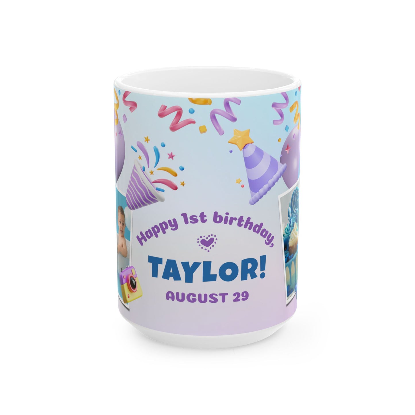 Personalized Birthday Mug for Kids, Custom Photo Cup, Gift for Birthday Celebration, Unique Child’s Mug, Party Favor - 13971