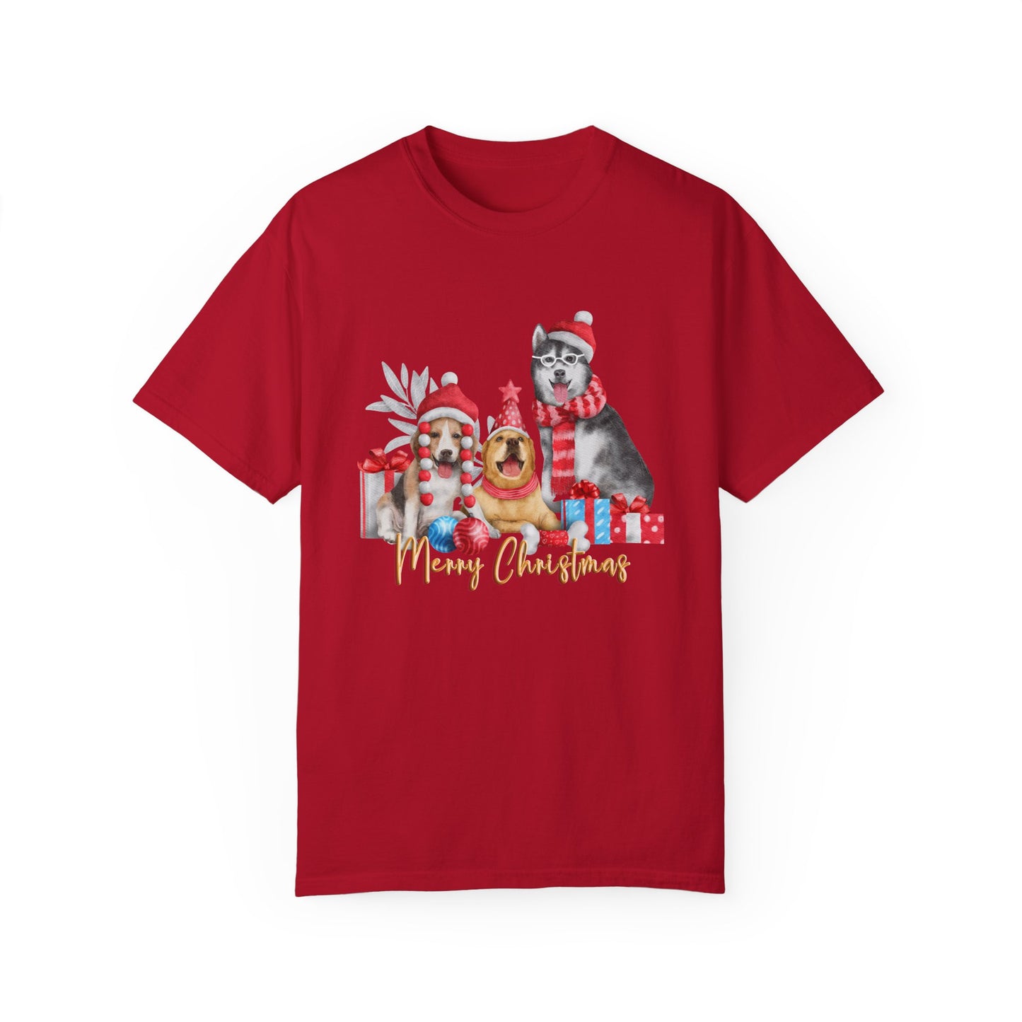 Dogs, Merry Christmas - Unisex Garment-Dyed T-shirt - 10284