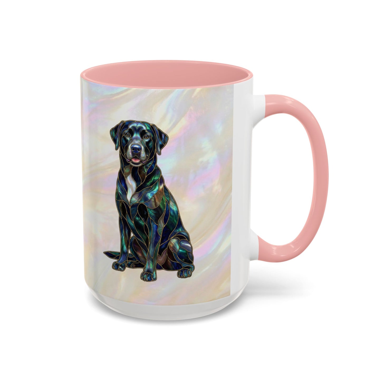 Black Labrador Accent Coffee Mug -Stained Glass Style (11/15oz) 14618